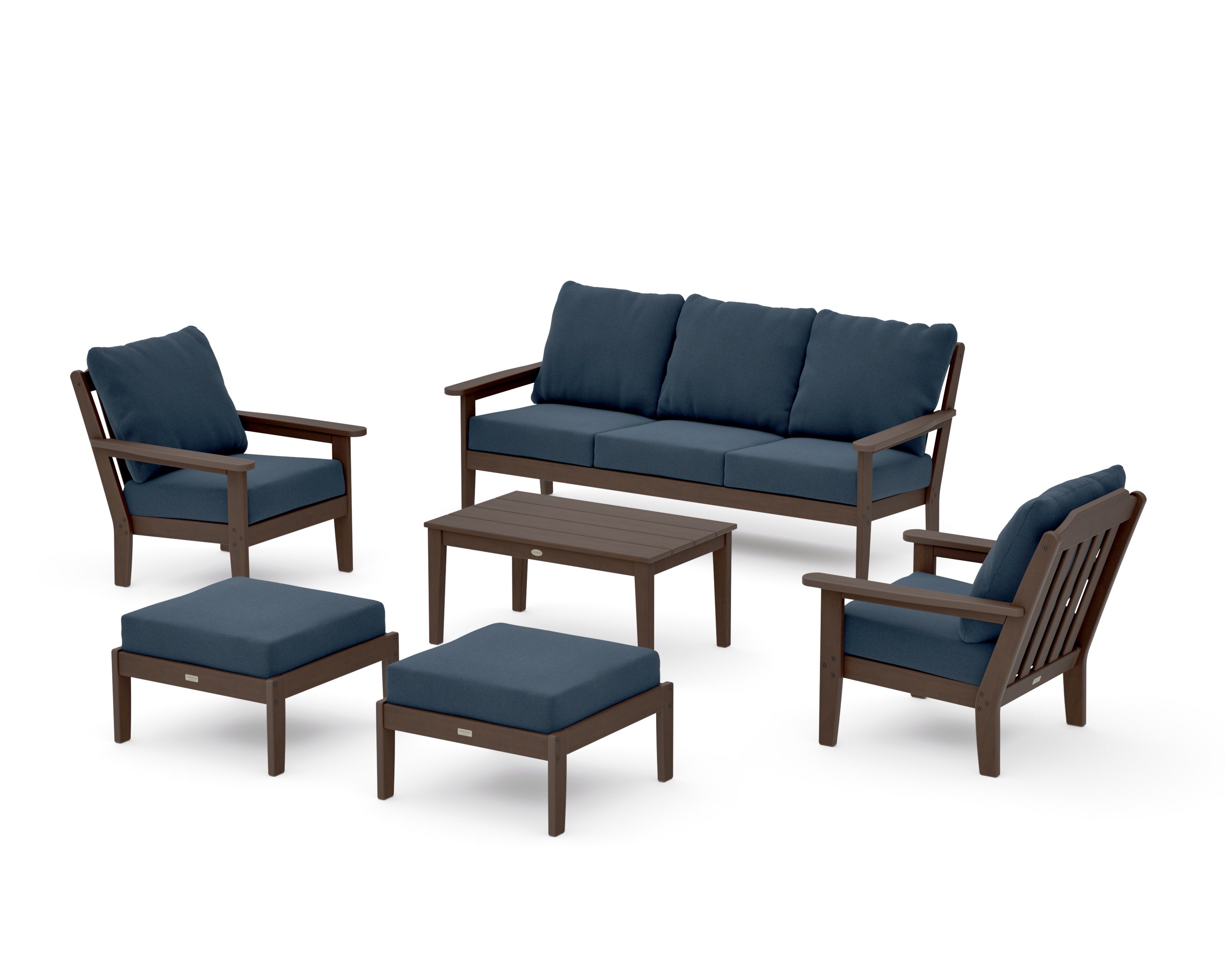 Cottage 6-Piece Lounge Sofa Set in Kona / Marine Indigo