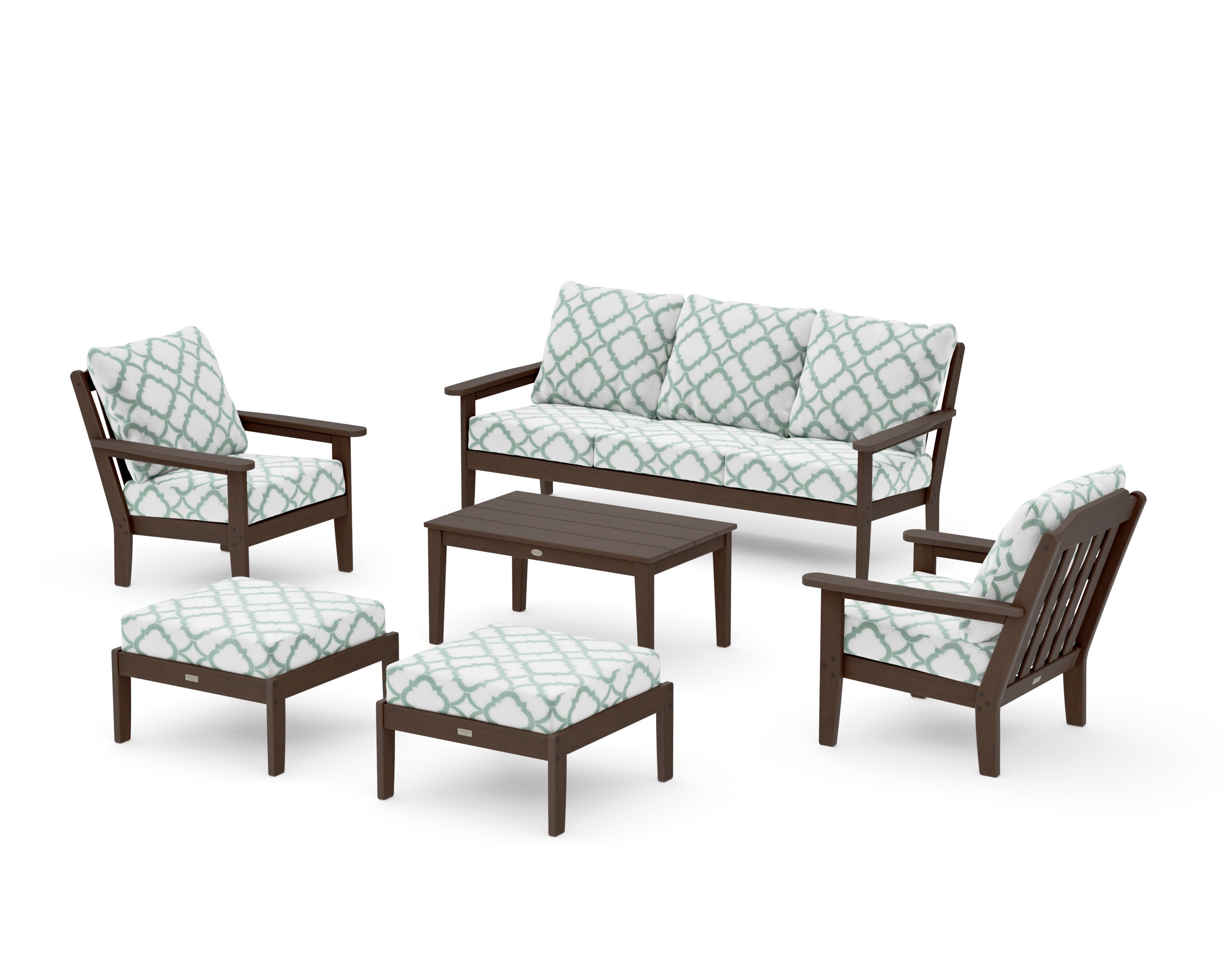 Cottage 6-Piece Lounge Sofa Set in Kona / Trellis Glacier Spa
