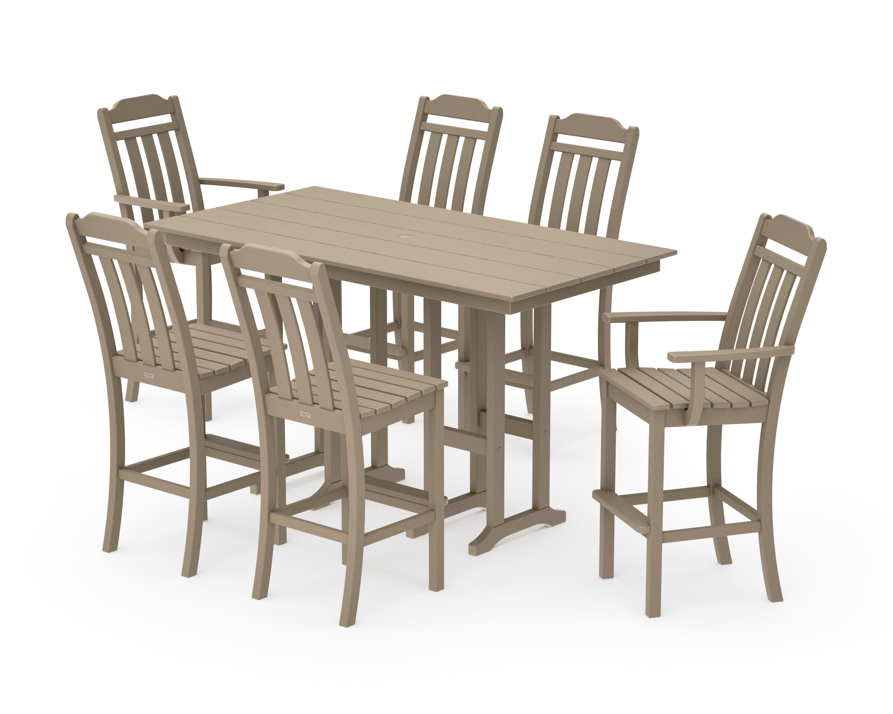Cottage 7-Piece Farmhouse Bar Set in Vintage Sahara