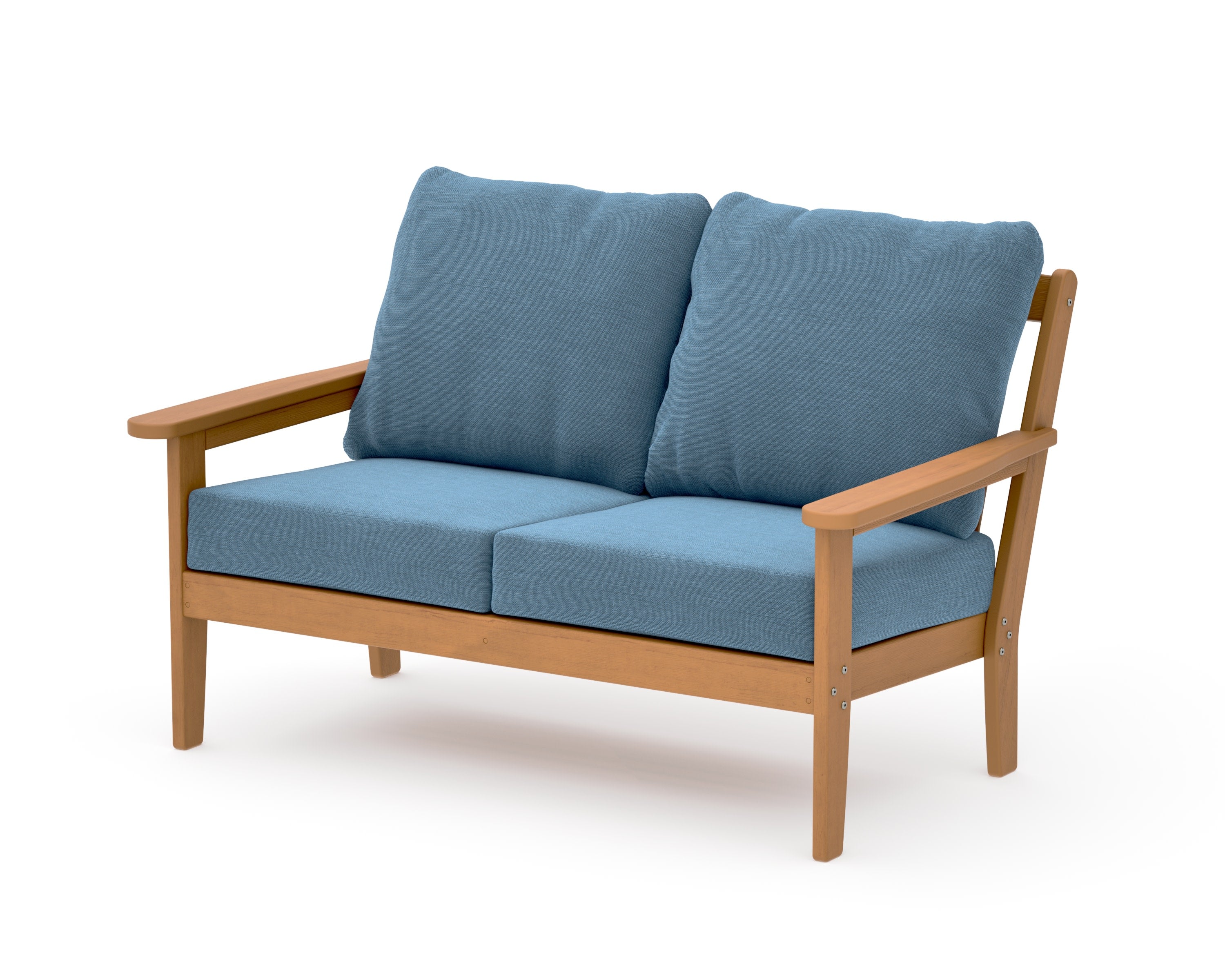 Cottage Deep Seating Loveseat in Natural / Sky Blue
