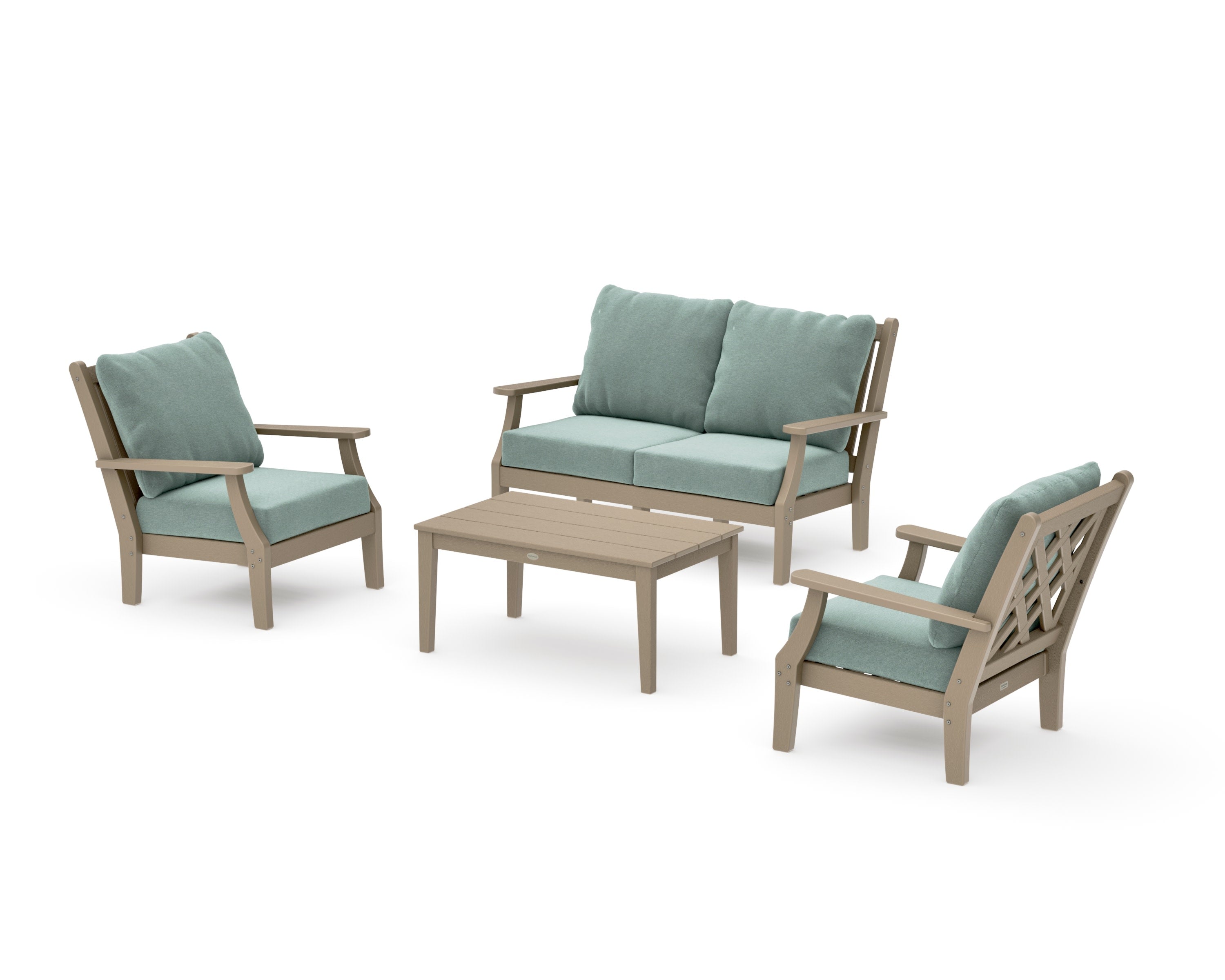Wovendale 4-Piece Deep Seating Set with Loveseat in Vintage Sahara / Glacier Spa