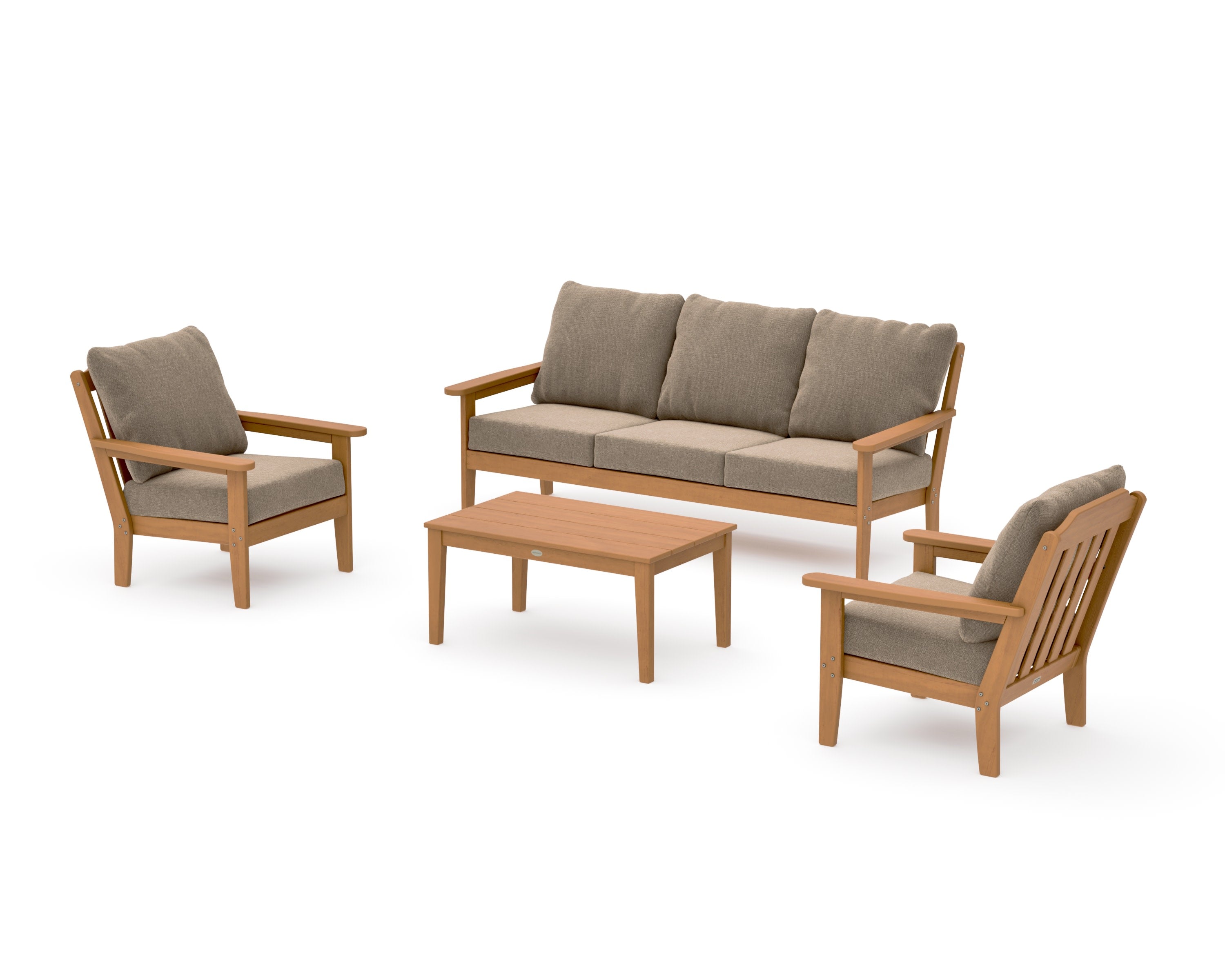 Cottage 4-Piece Deep Seating Set with Sofa in Natural / Spiced Burlap