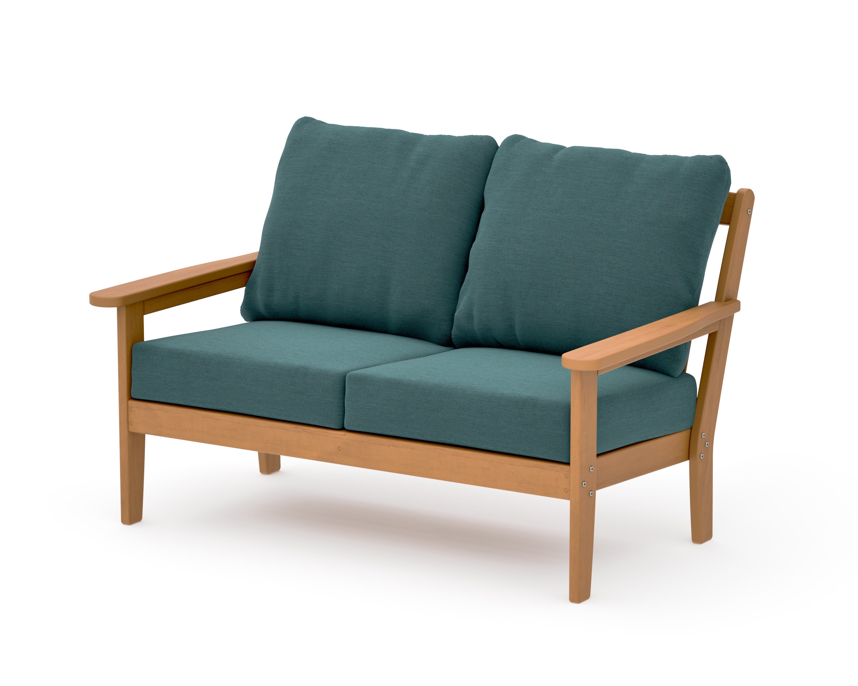 Cottage Deep Seating Loveseat in Natural / Ocean Teal