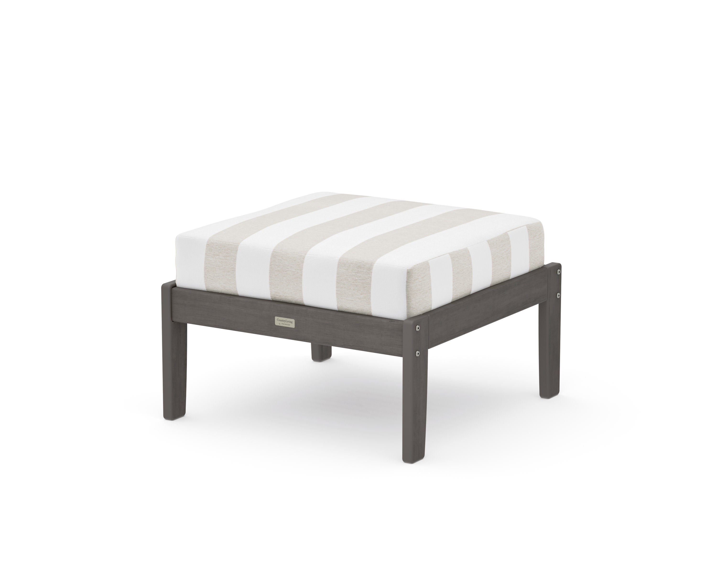 Cottage Deep Seating Ottoman in Driftwood / Cabana Stripe Dune Burlap
