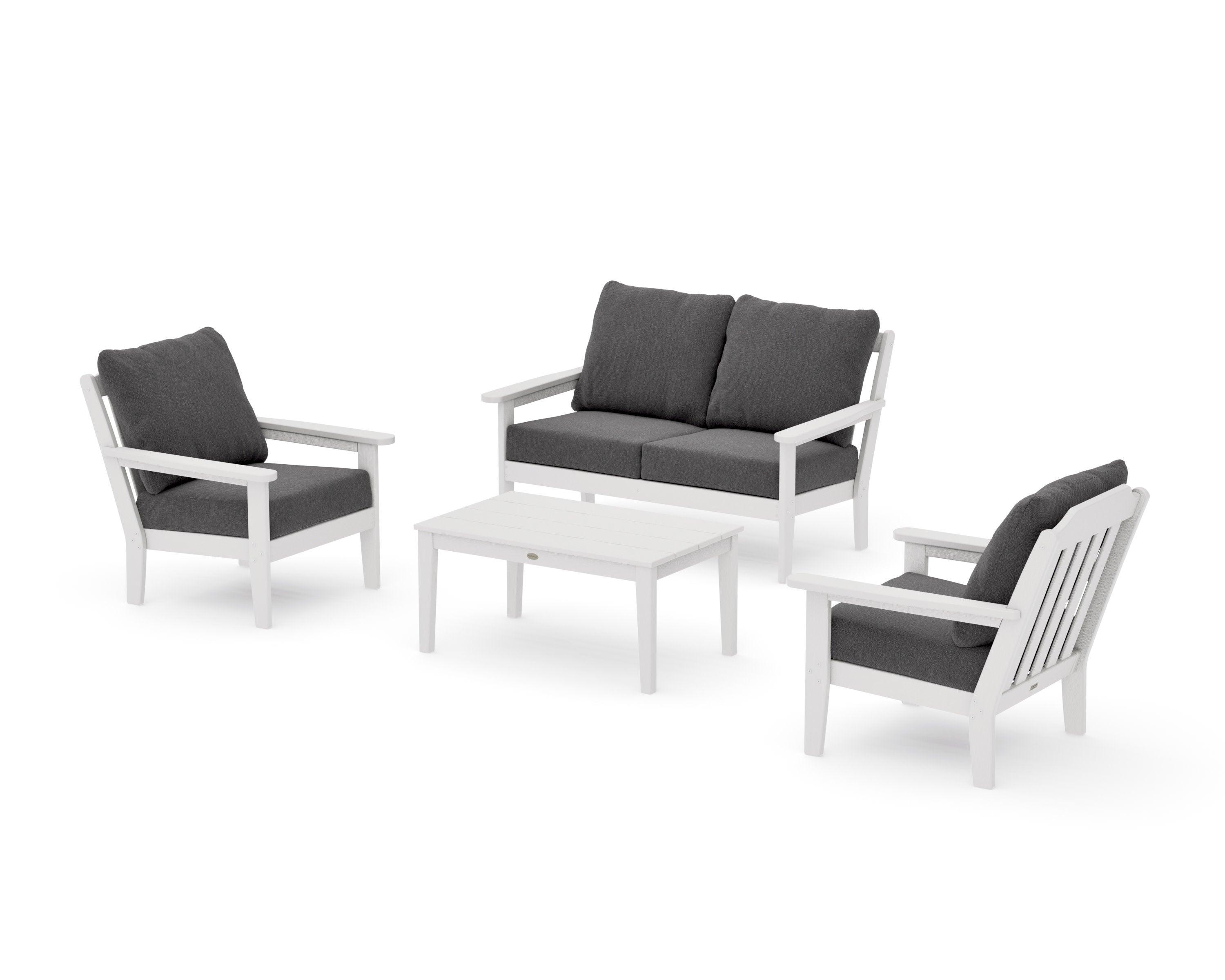 Cottage 4-Piece Deep Seating Set with Loveseat in Vintage White / Ash Charcoal