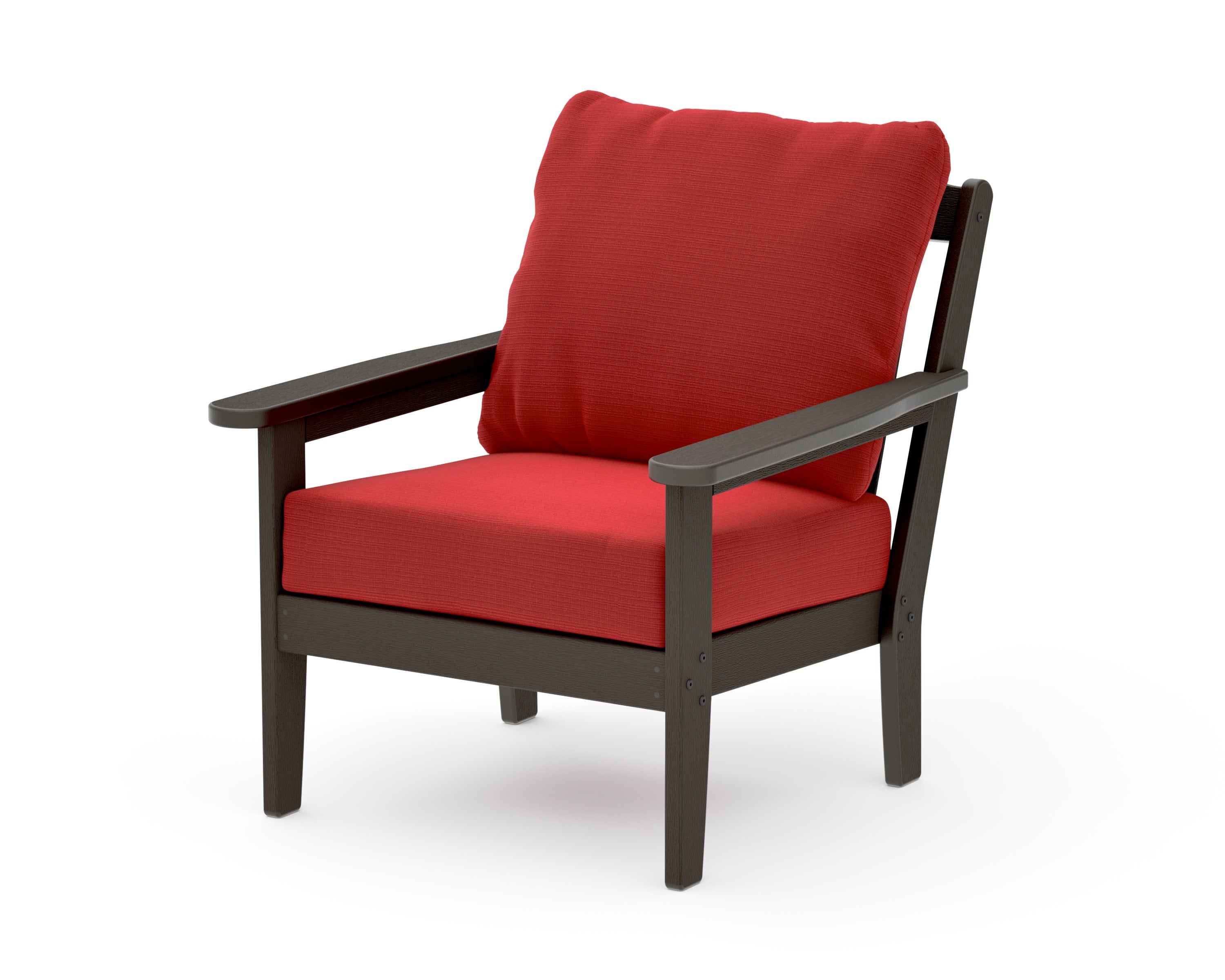 Cottage Deep Seating Chair in Vintage Coffee / Crimson Linen