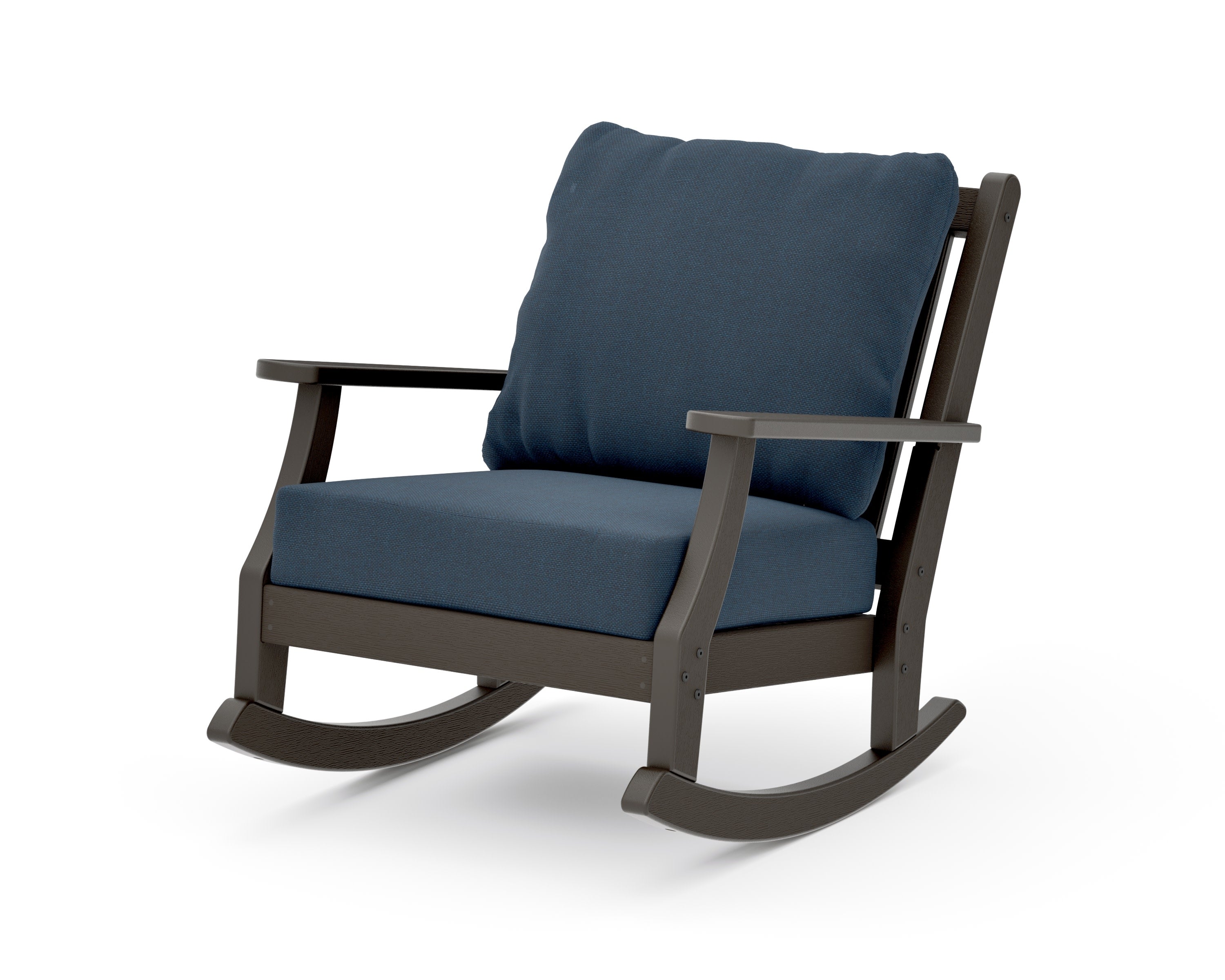 Wovendale Deep Seating Rocking Chair in Vintage Coffee / Marine Indigo