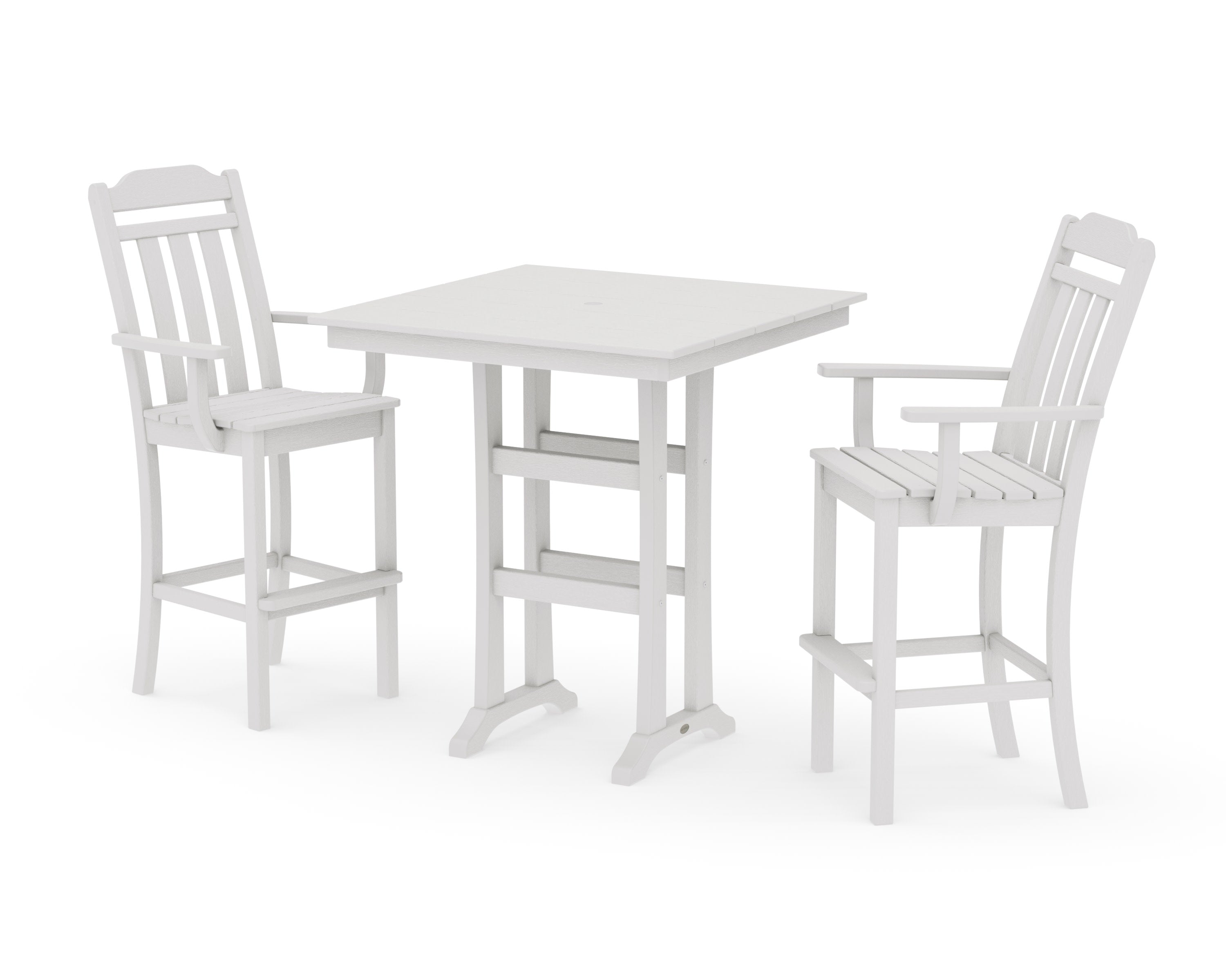 Cottage 3-Piece Farmhouse Bar Set with Trestle Legs in Vintage White