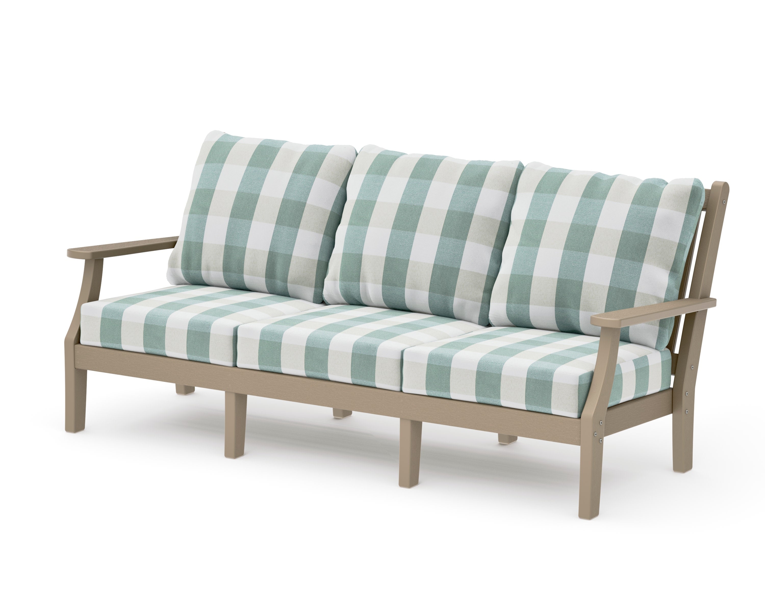 Wovendale Deep Seating Sofa in Vintage Sahara / Buffalo Plaid Glacier Spa