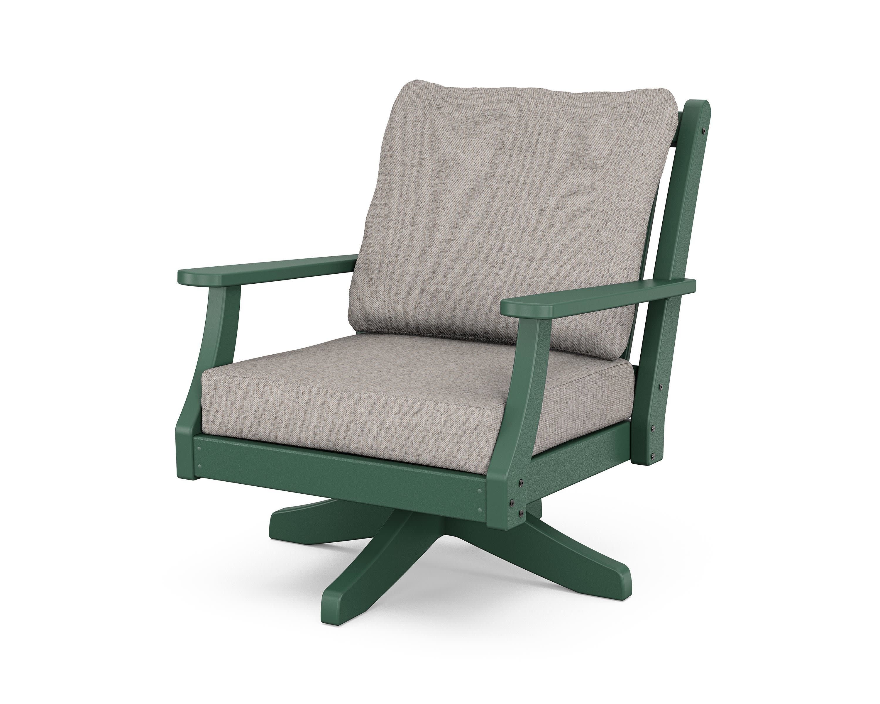 Wovendale Deep Seating Swivel Chair in Green / Weathered Tweed