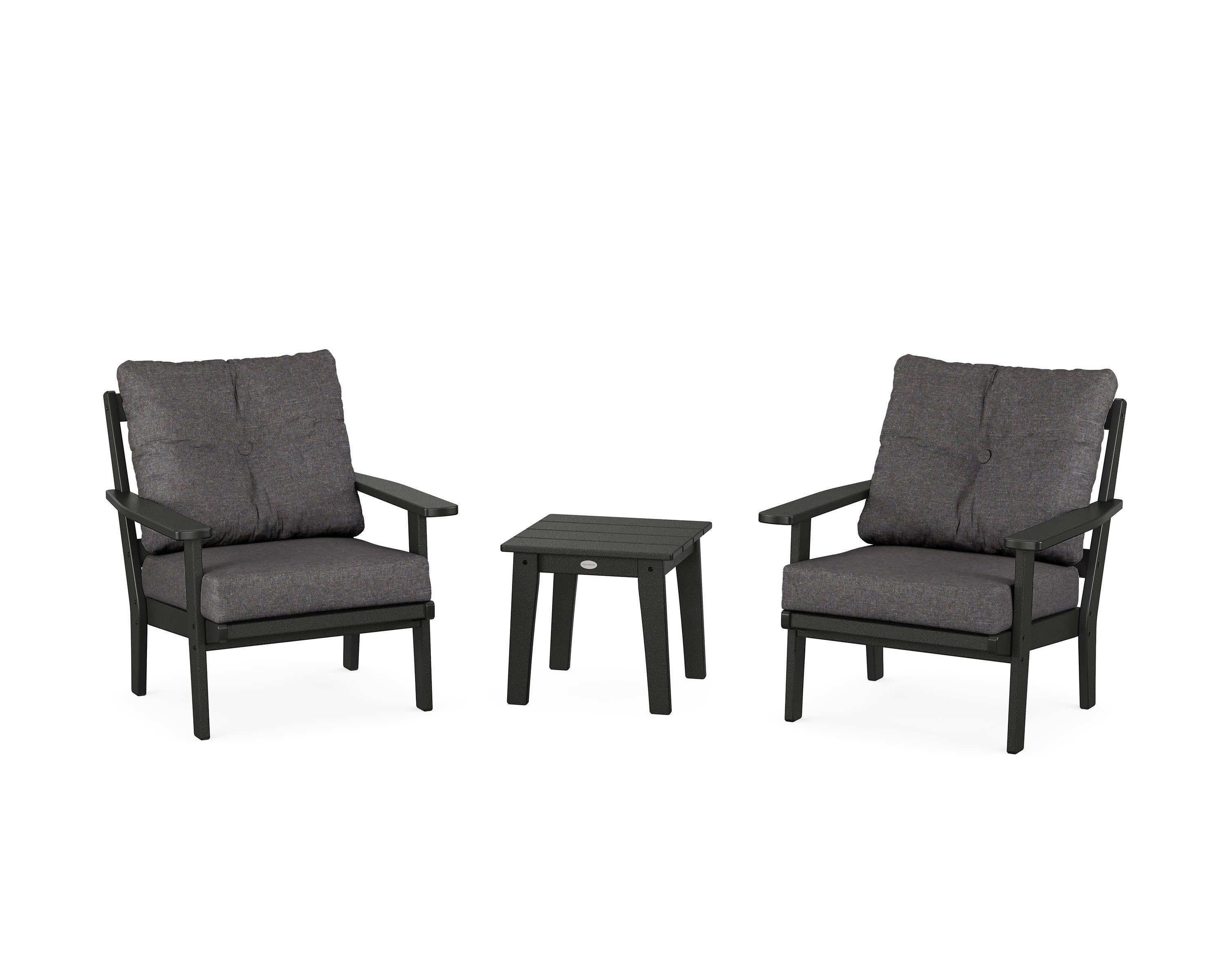 Prairie 3-Piece Deep Seating Set in Black / Ash Charcoal