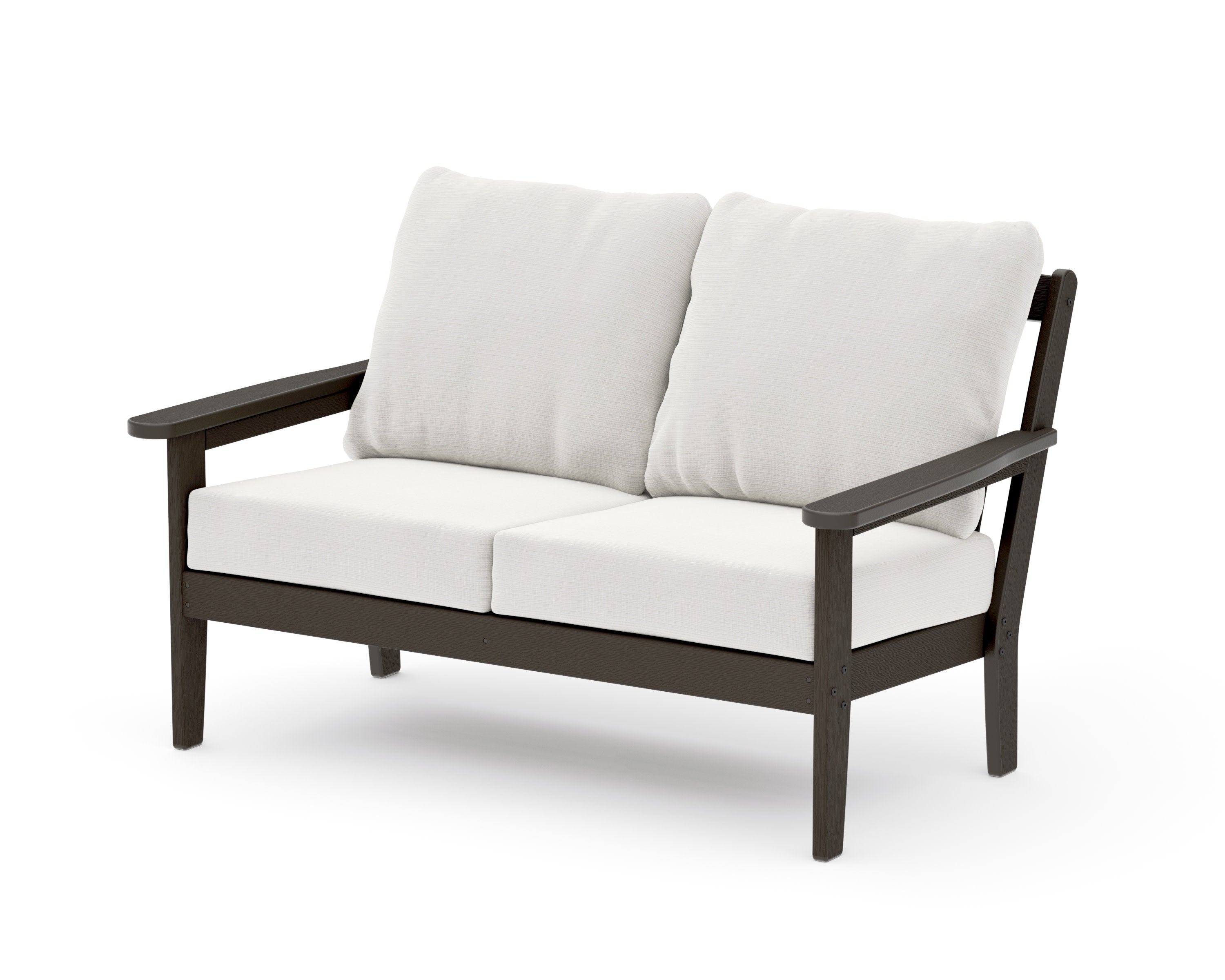 Cottage Deep Seating Loveseat in Vintage Coffee / Natural Linen