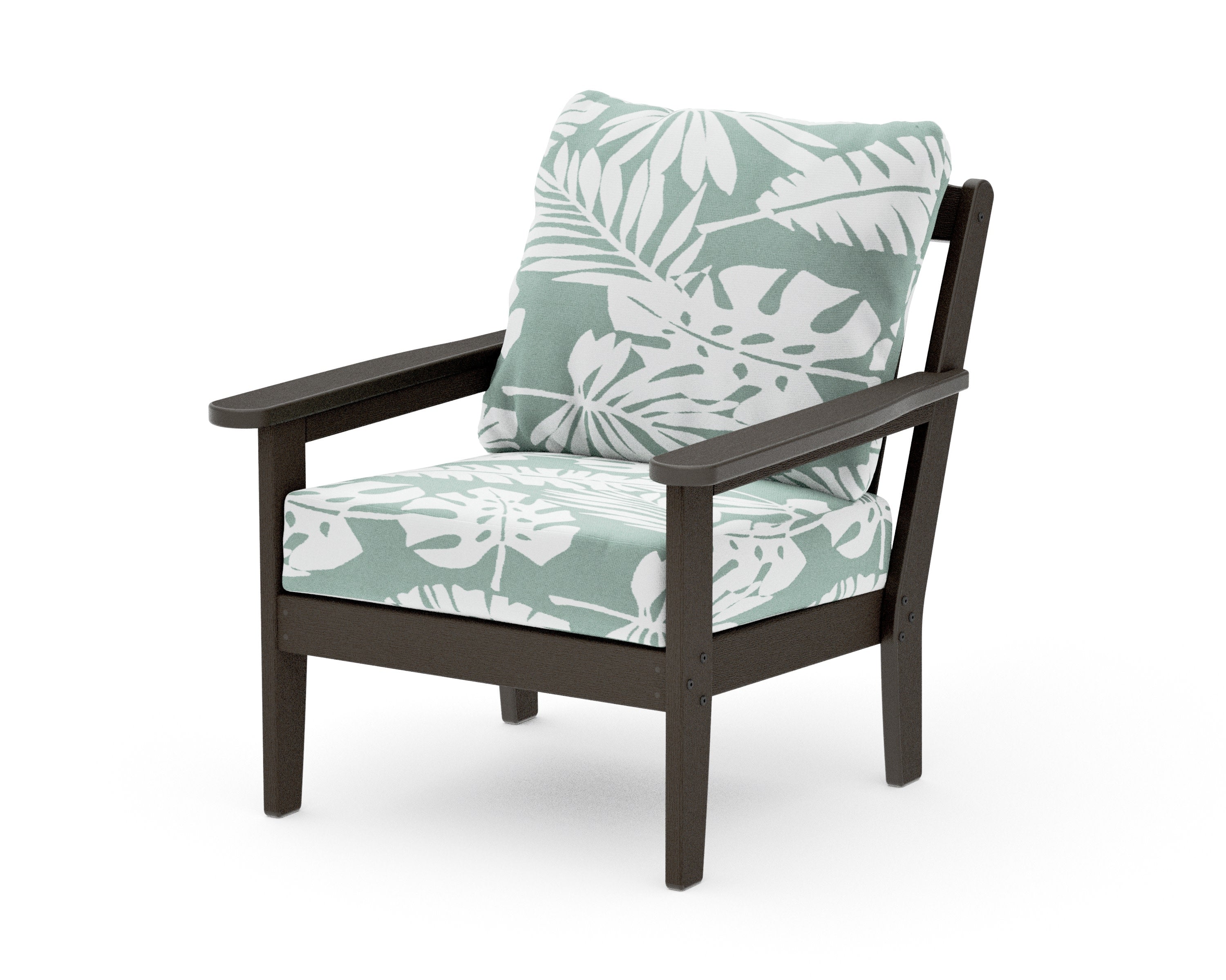 Cottage Deep Seating Chair in Vintage Coffee / Leaf Glacier Spa