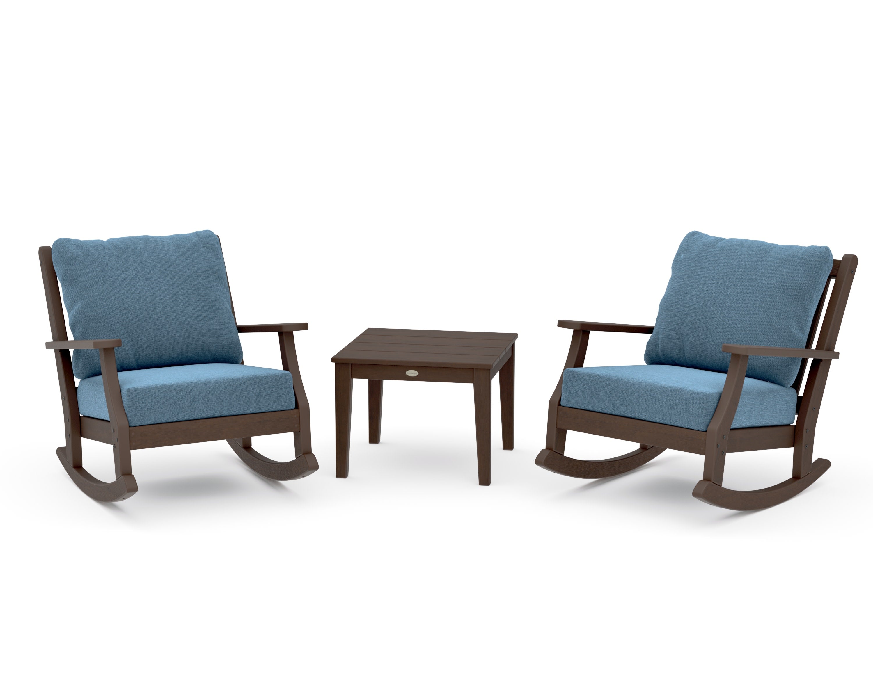 Wovendale 3-Piece Deep Seating Rocker Set in Kona / Sky Blue