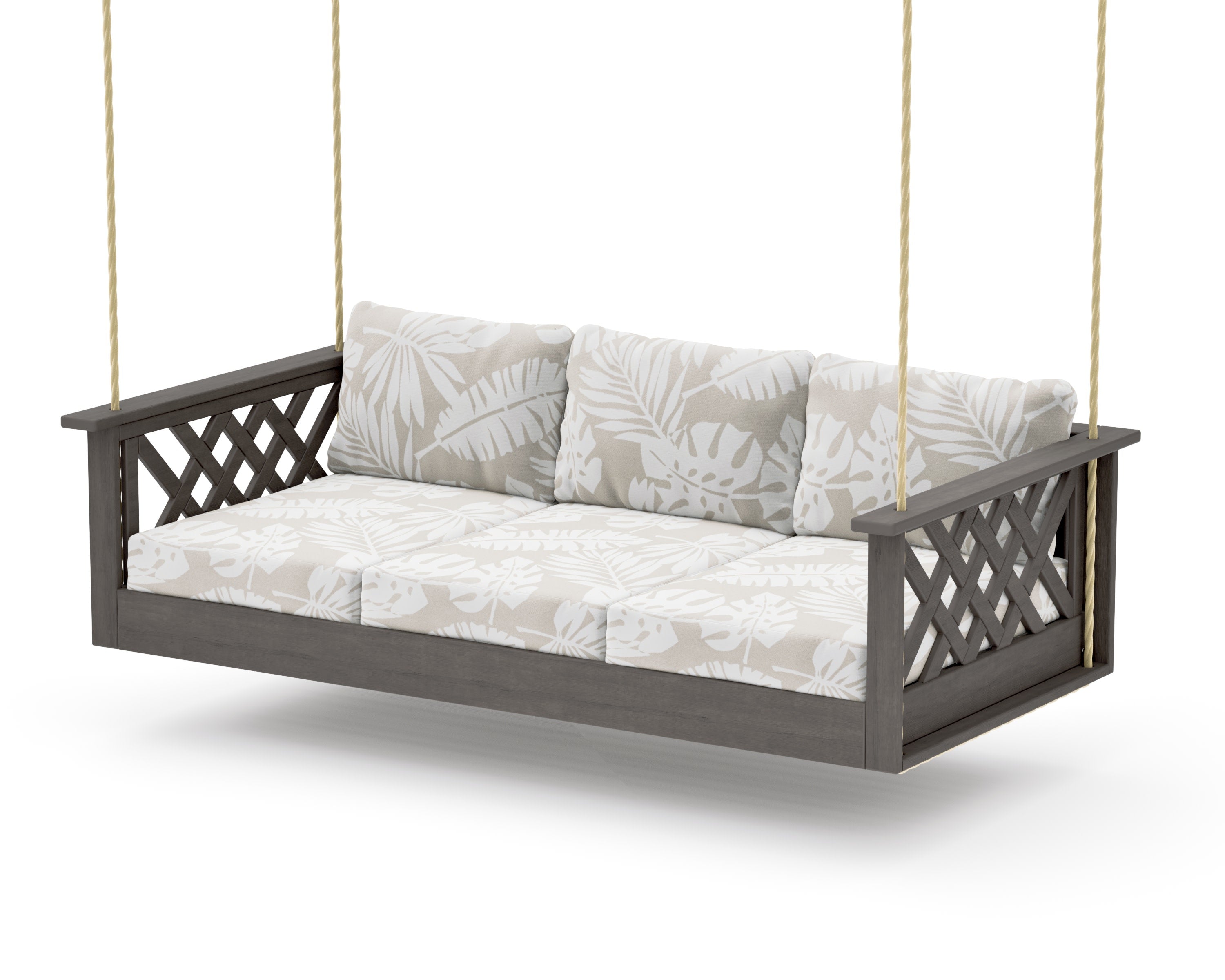 Wovendale Daybed Swing in Driftwood / Leaf Dune Burlap