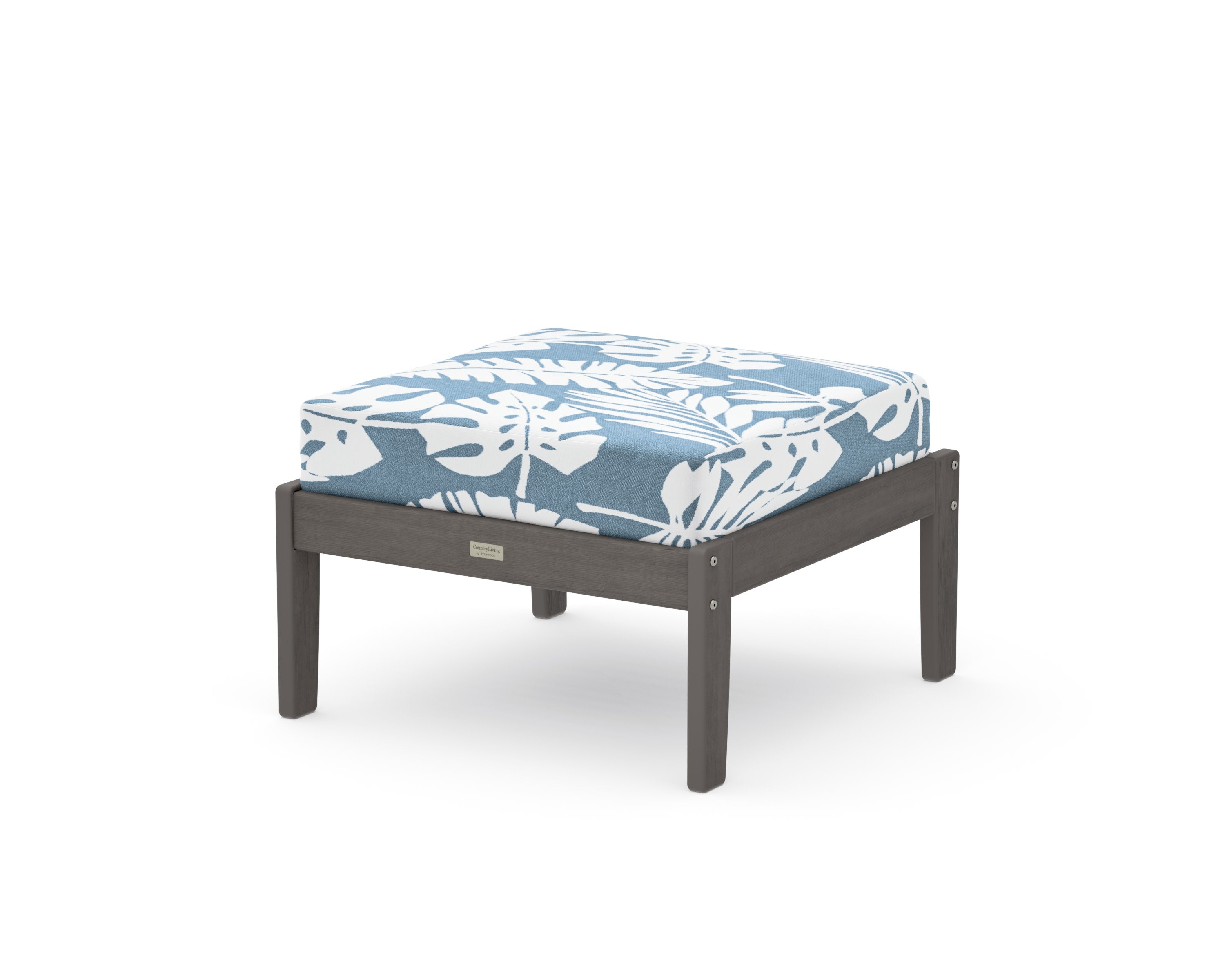 Cottage Deep Seating Ottoman in Driftwood / Leaf Sky Blue