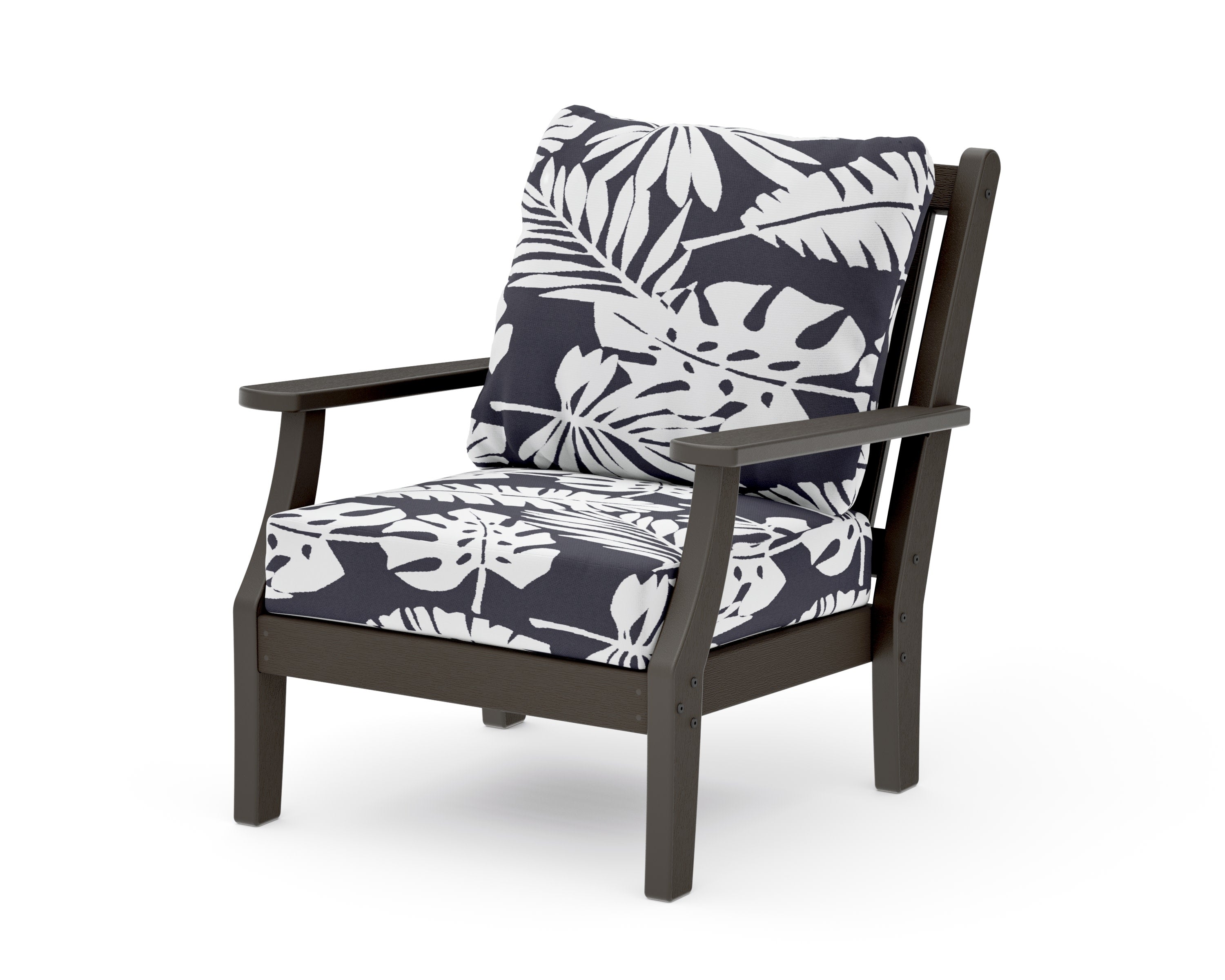 Wovendale Deep Seating Chair in Vintage Coffee / Leaf Navy