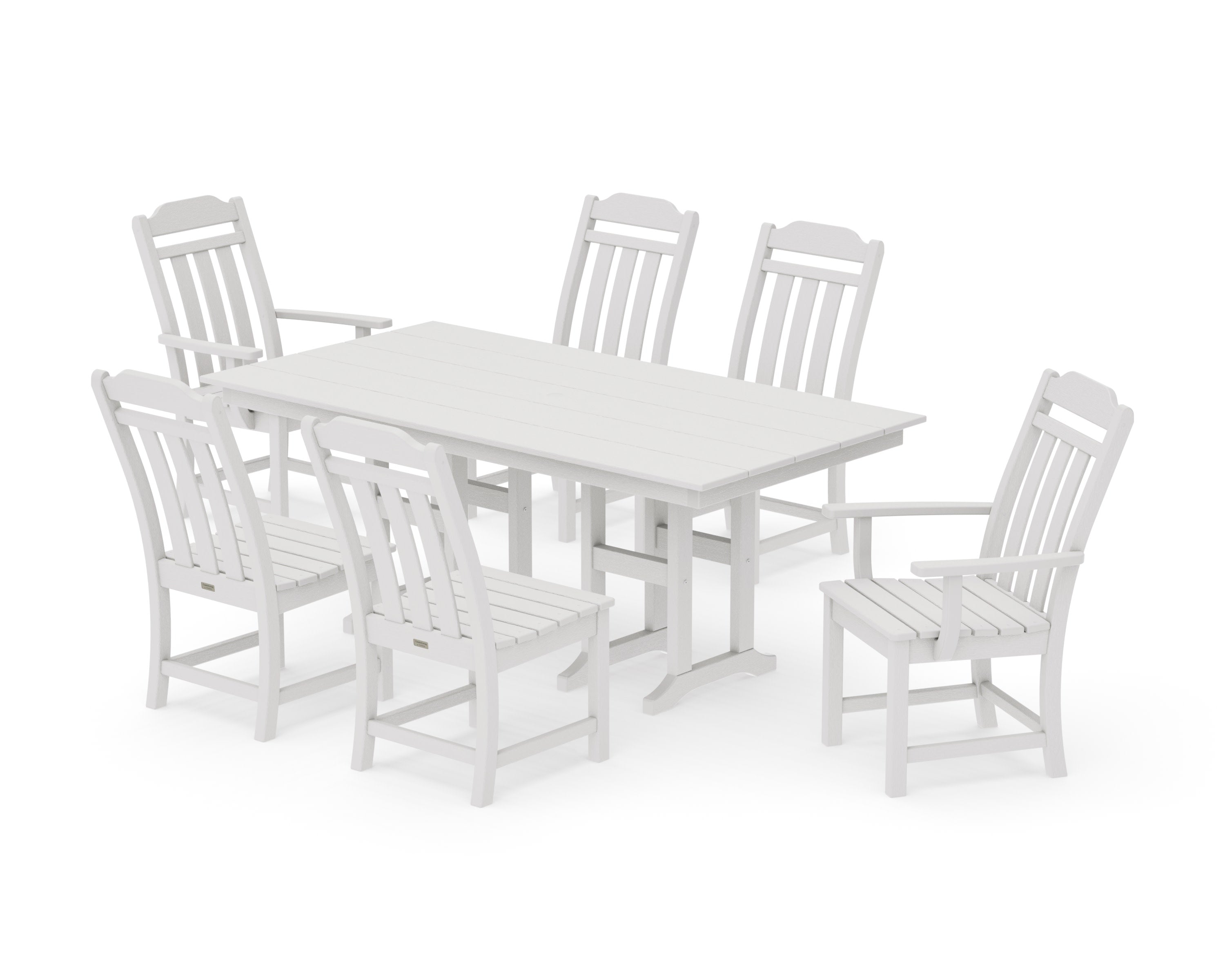 Cottage 7-Piece Farmhouse Dining Set in Vintage White