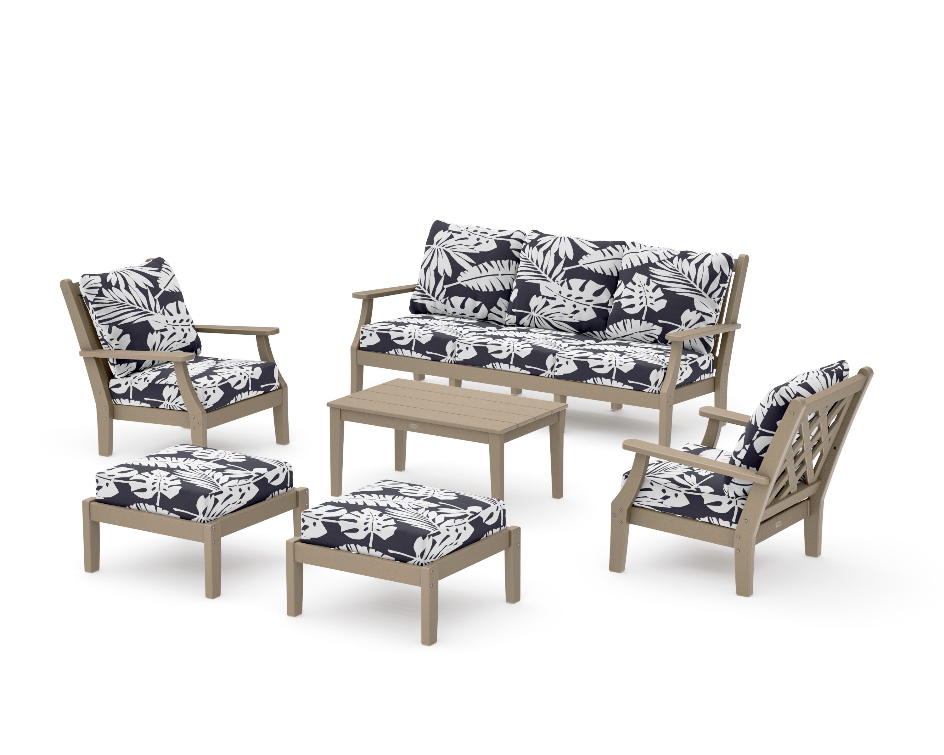 Wovendale 6-Piece Lounge Sofa Set in Vintage Sahara / Leaf Navy