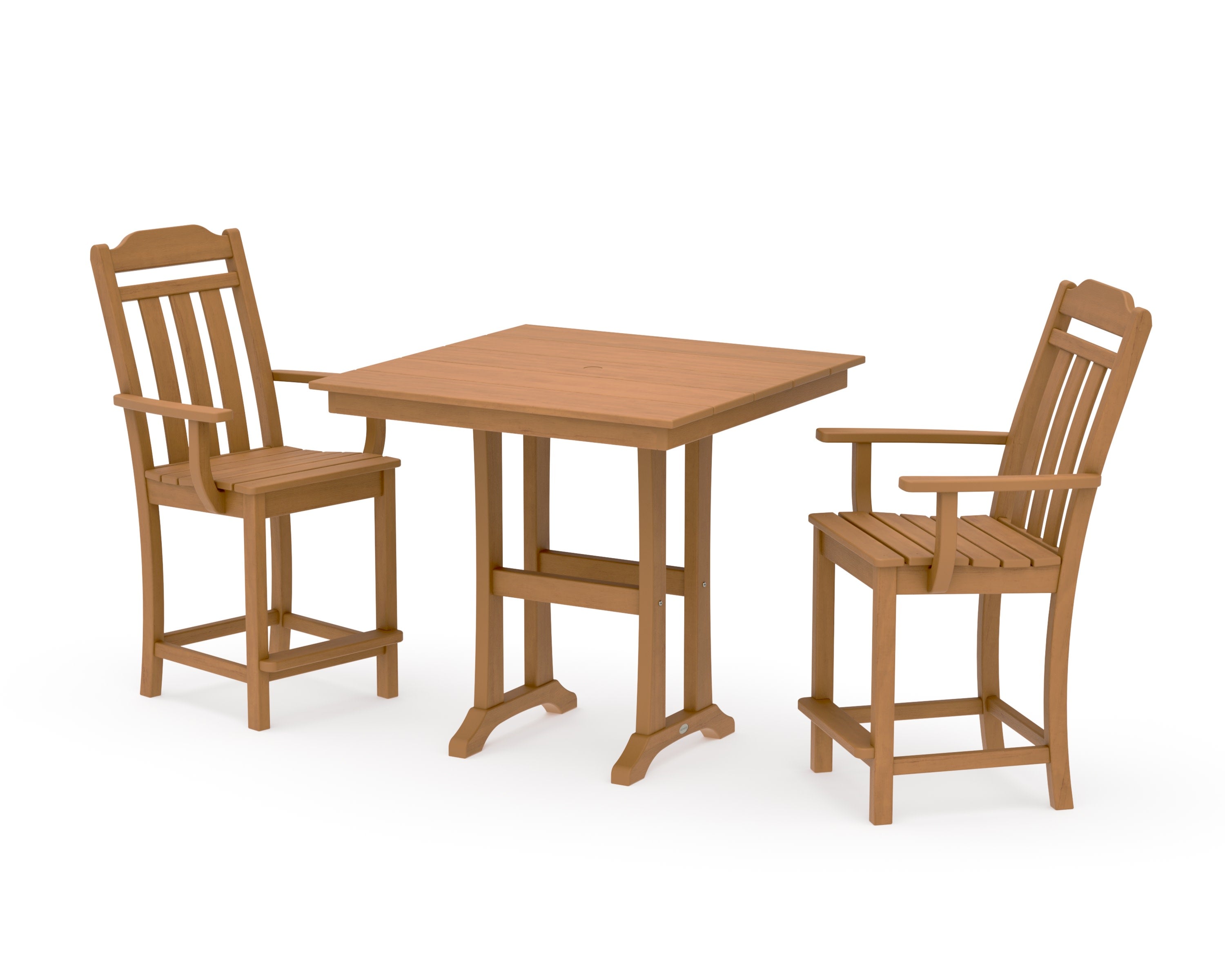 Cottage 3-Piece Farmhouse Counter Set with Trestle Legs in Natural