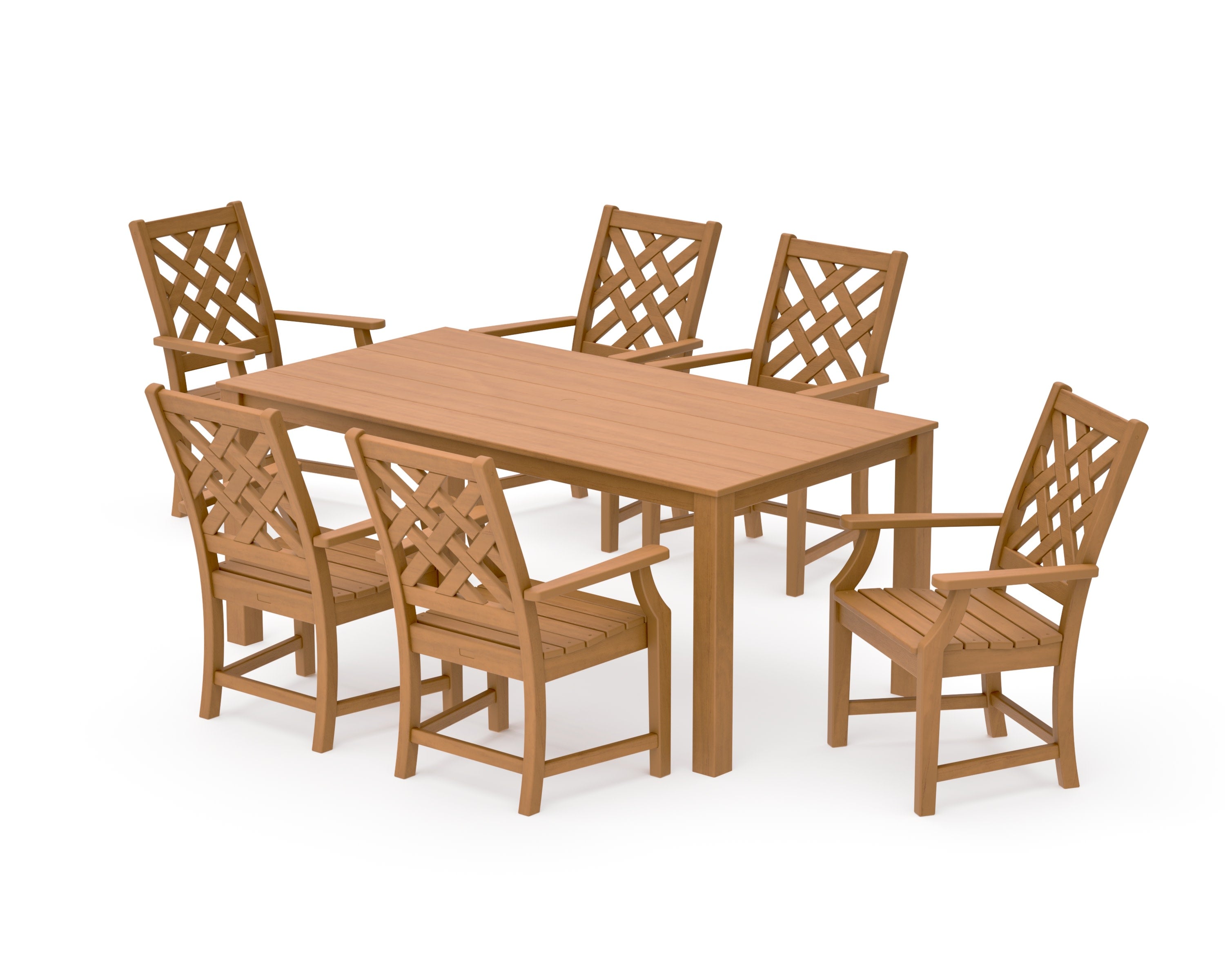 Wovendale Arm Chair 7-Piece Parsons Dining Set in Natural