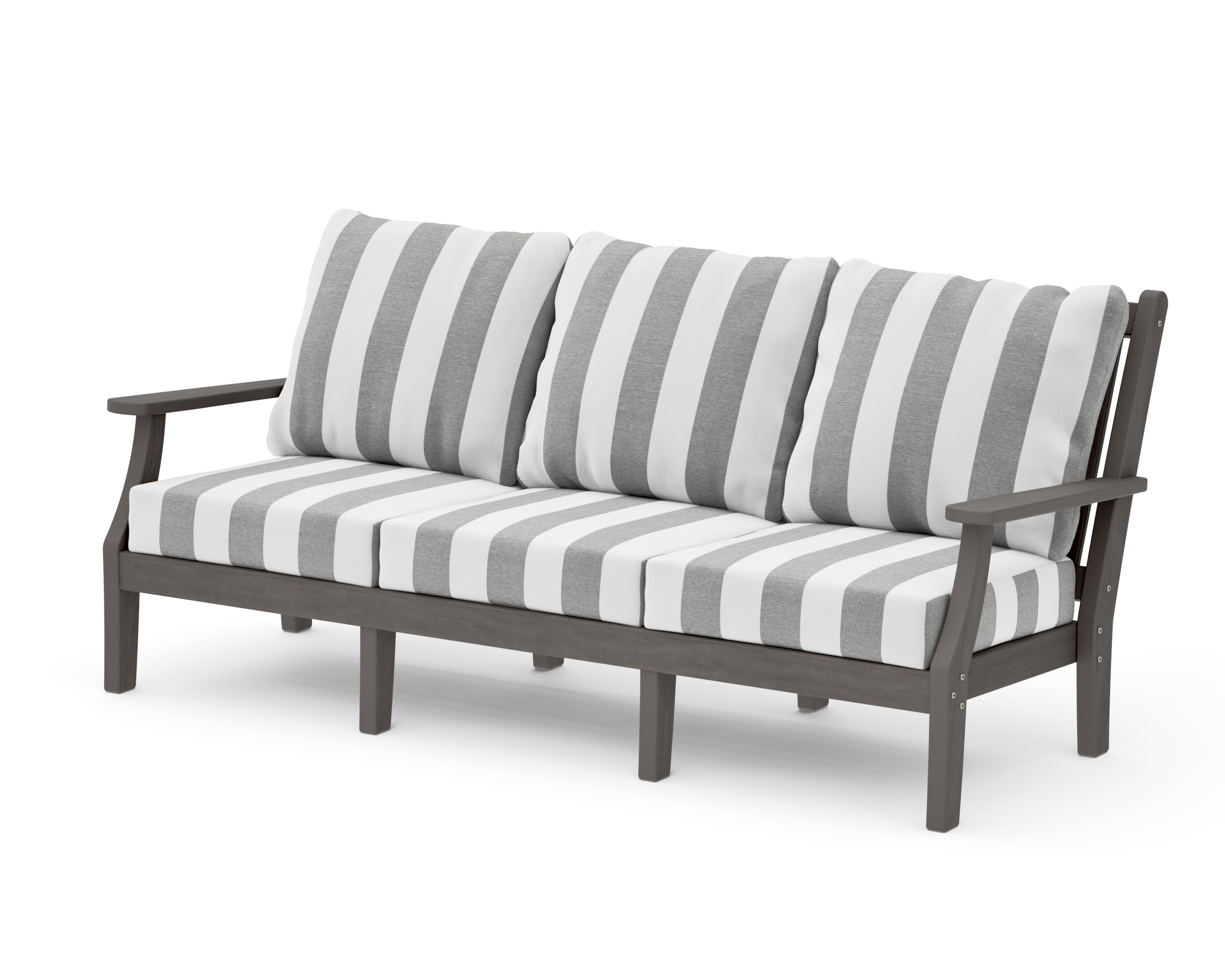 Wovendale Deep Seating Sofa in Driftwood / Cabana Stripe Grey Mist
