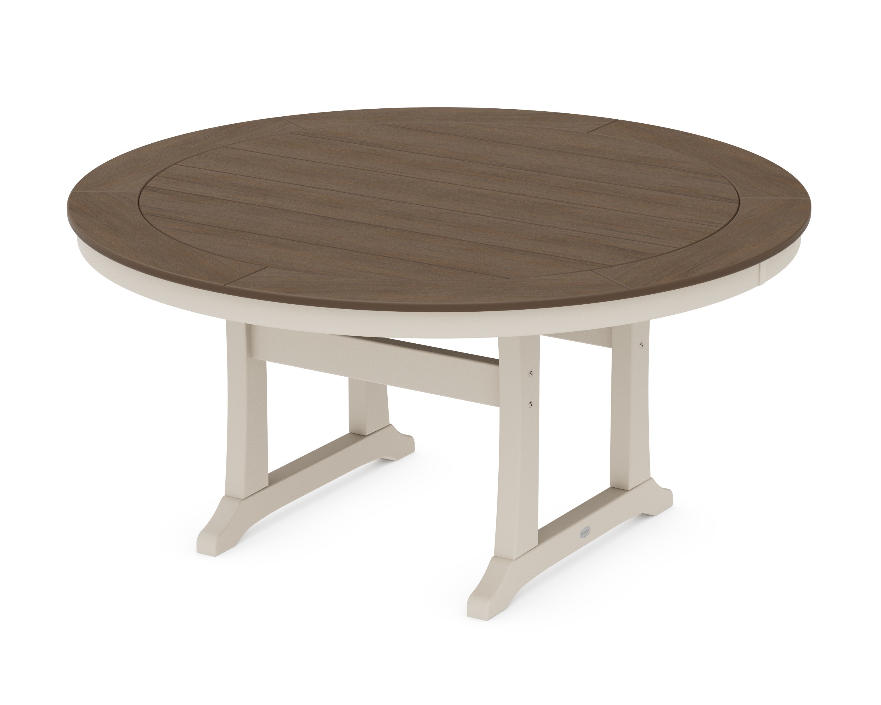 Nautical Trestle 60" Round Dining Table in Sand / Kona