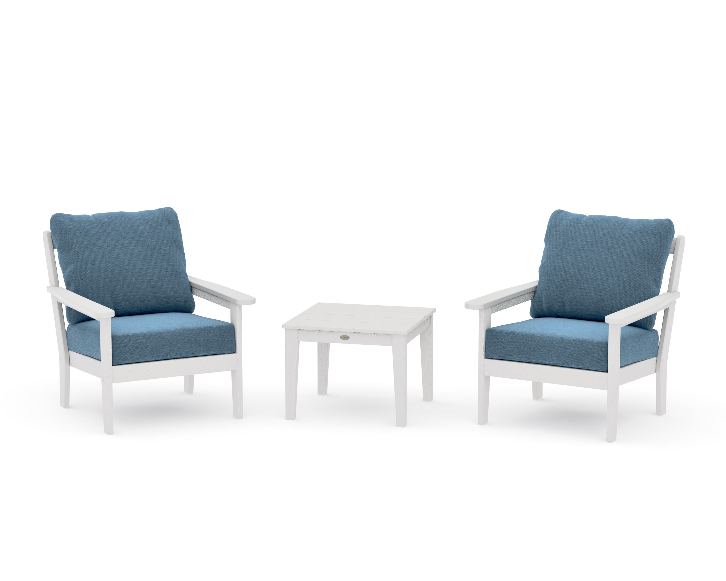 Cottage 3-Piece Deep Seating Set in Vintage White / Sky Blue
