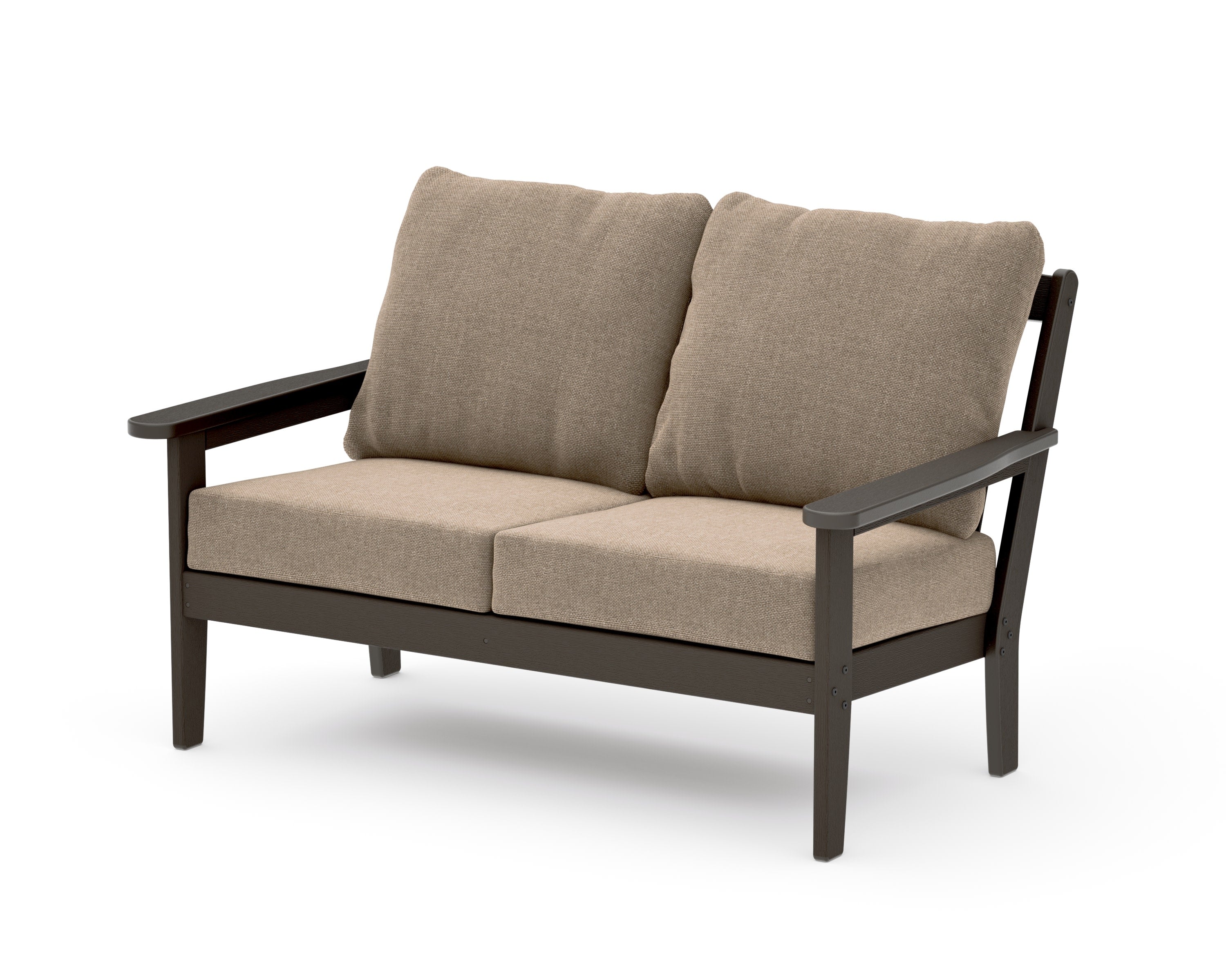 Cottage Deep Seating Loveseat in Vintage Coffee / Spiced Burlap