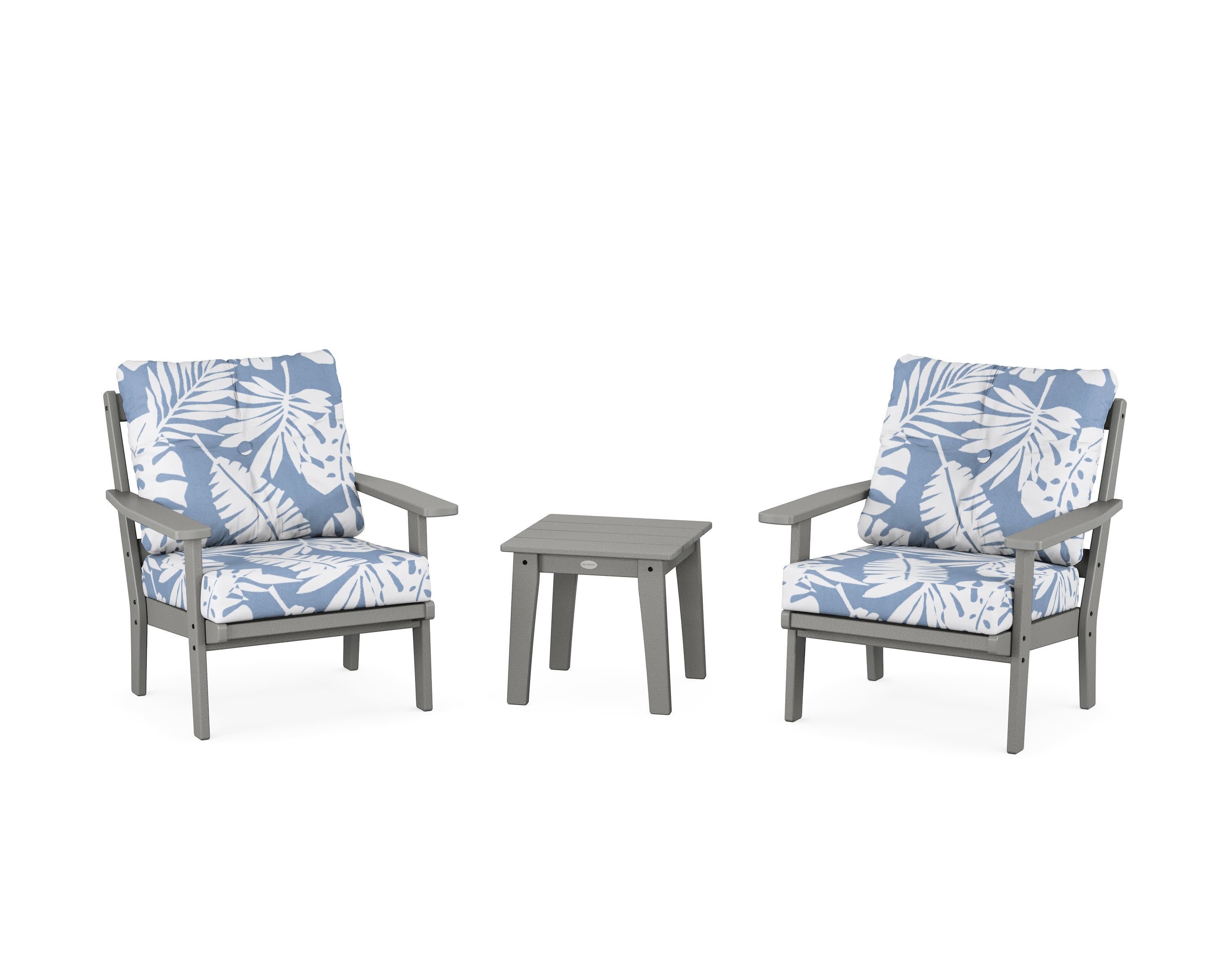 Prairie 3-Piece Deep Seating Set in Slate Grey / Leaf Sky Blue