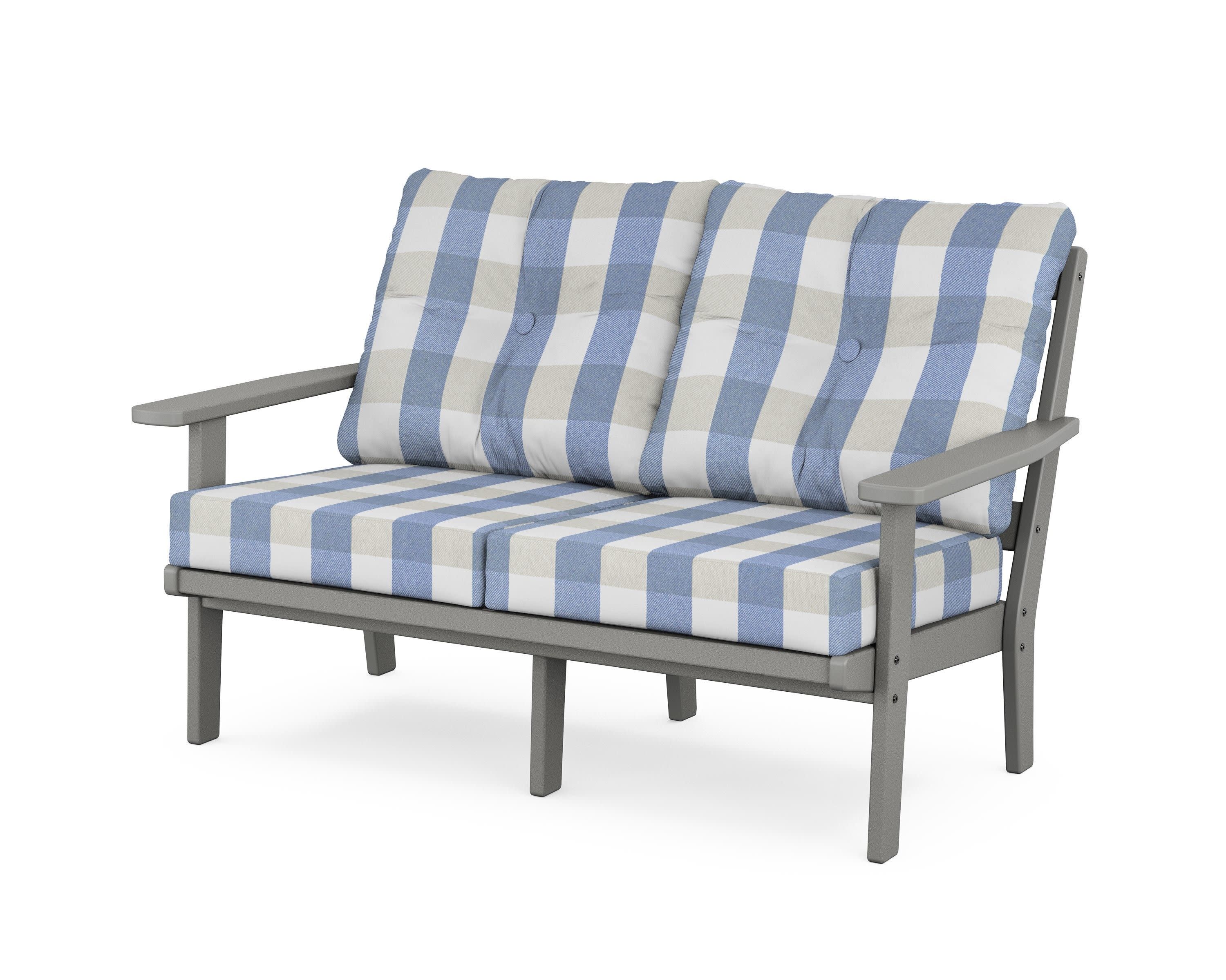 Prairie Deep SeatingLoveseat in Slate Grey / Buffalo Plaid Sky Blue