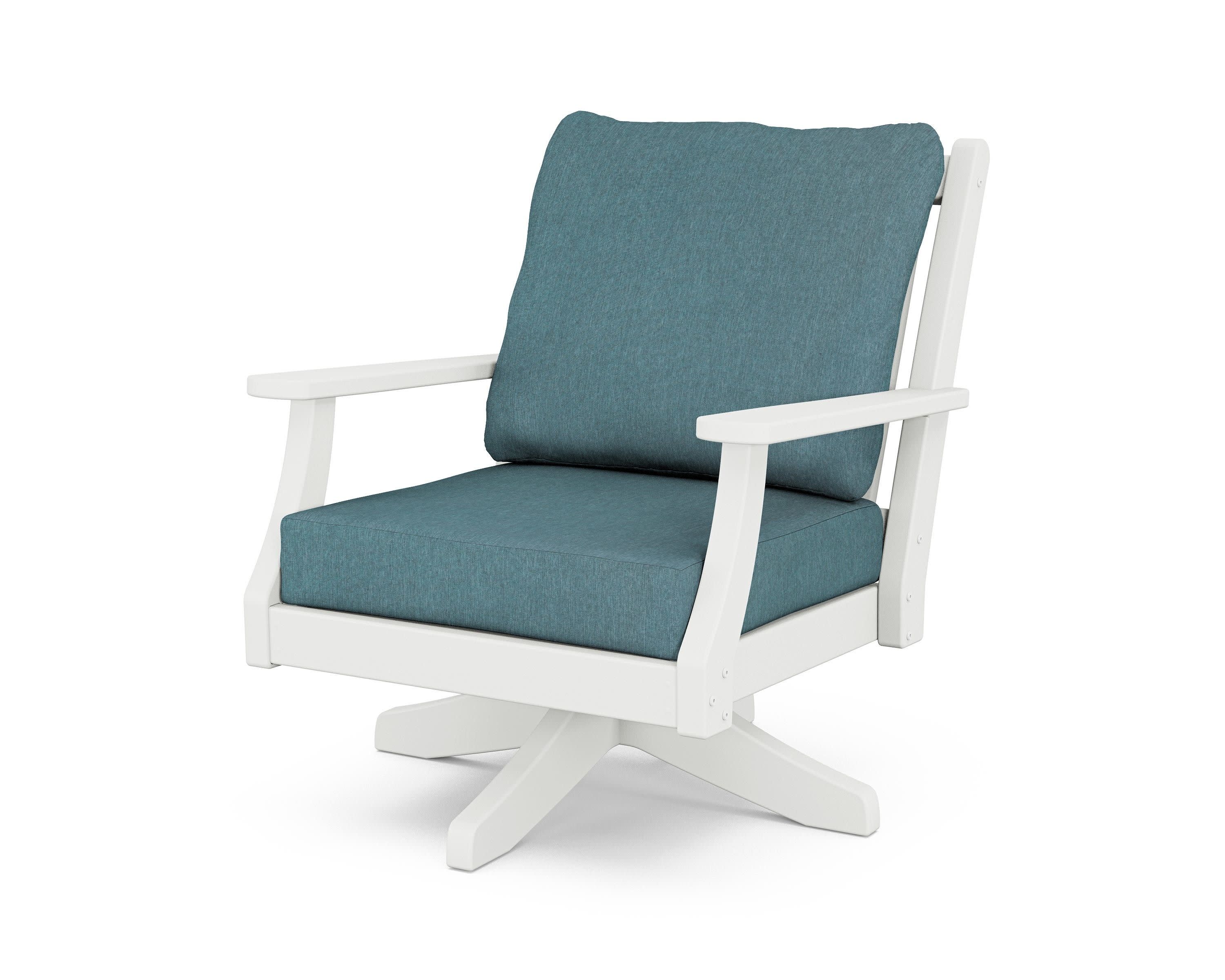 Wovendale Deep Seating Swivel Chair in White / Ocean Teal