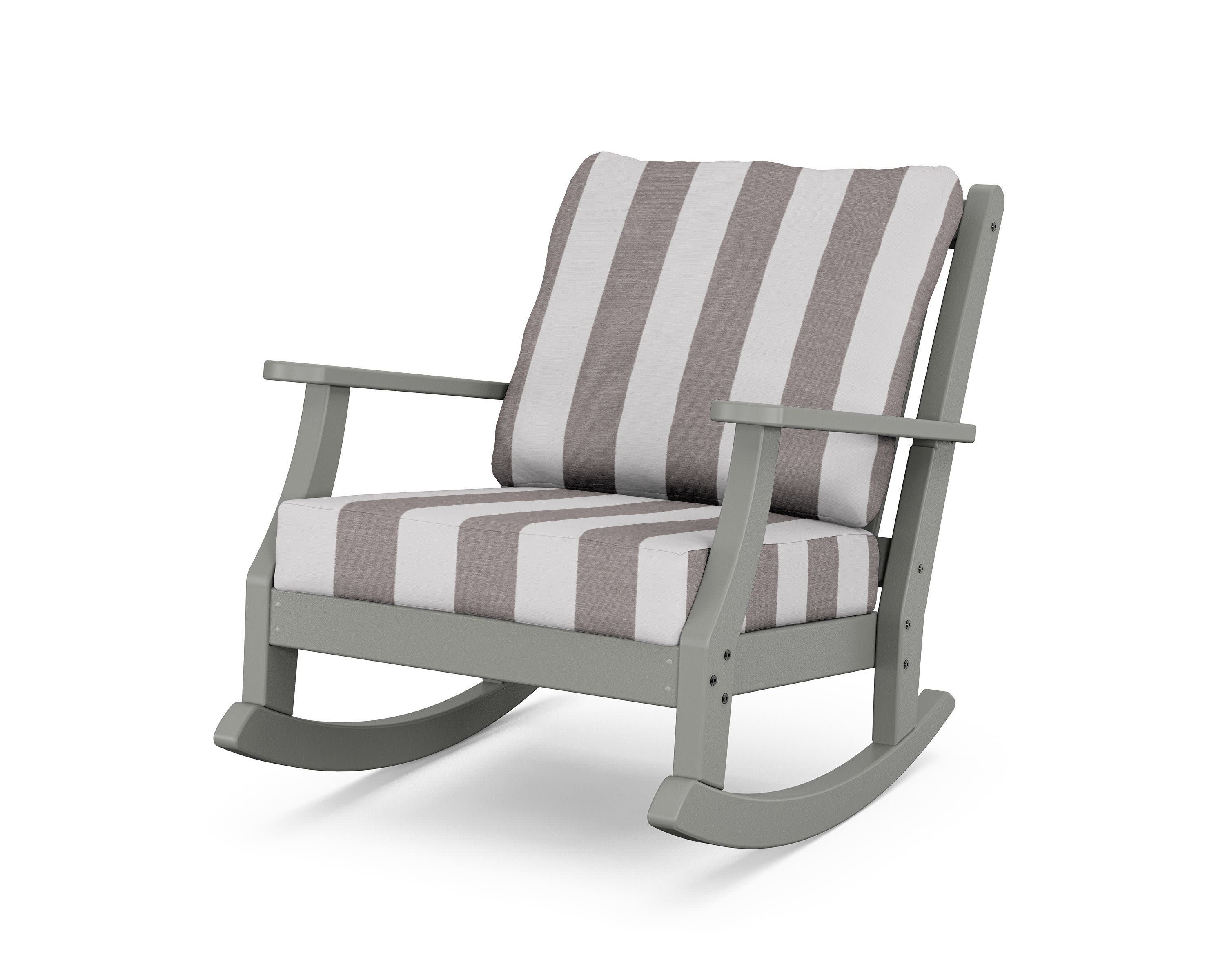 Wovendale Deep Seating Rocking Chair in Slate Grey / Cabana Stripe Grey Mist