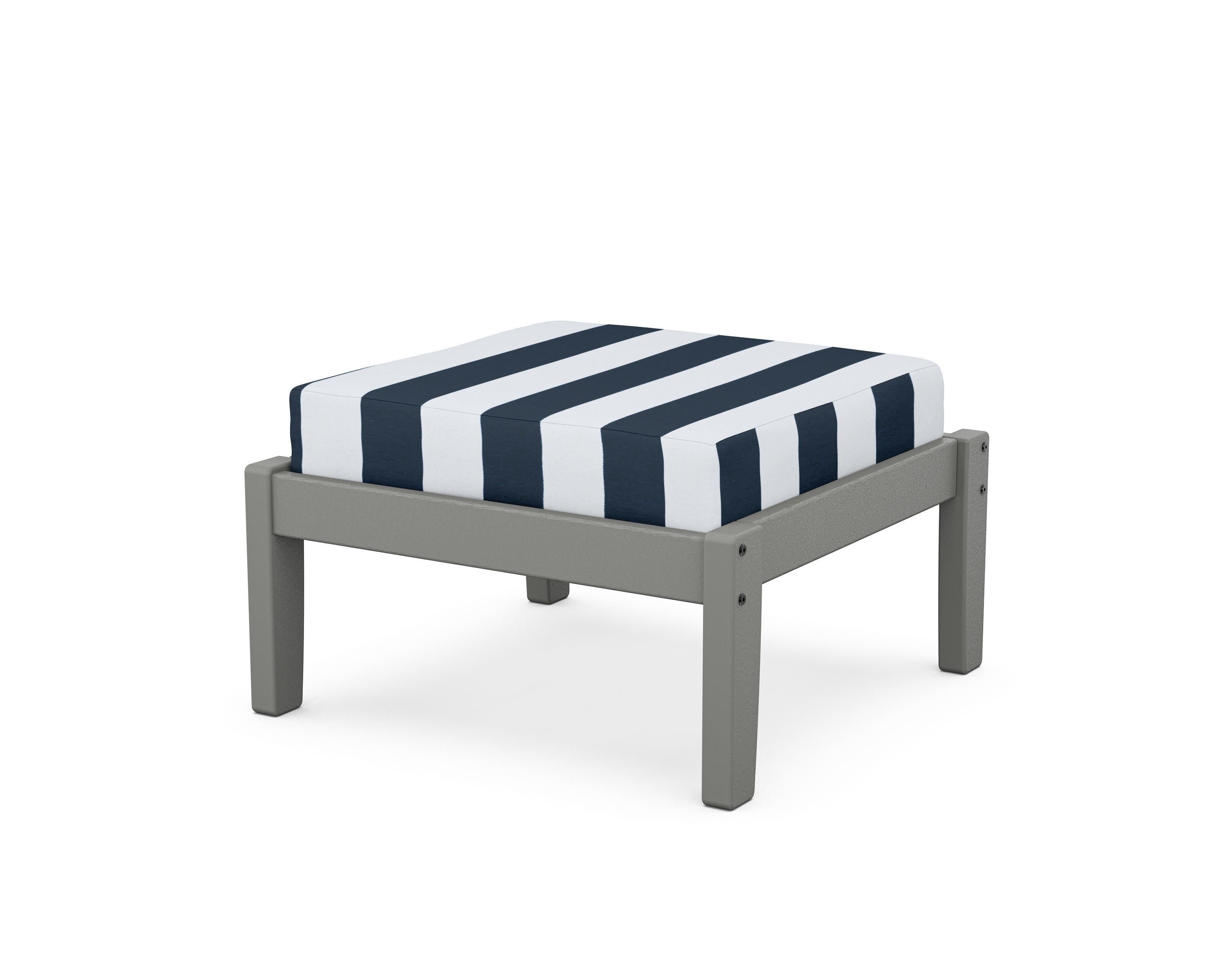 Deep Seating Ottoman in Slate Grey / Cabana Stripe Marine Indigo