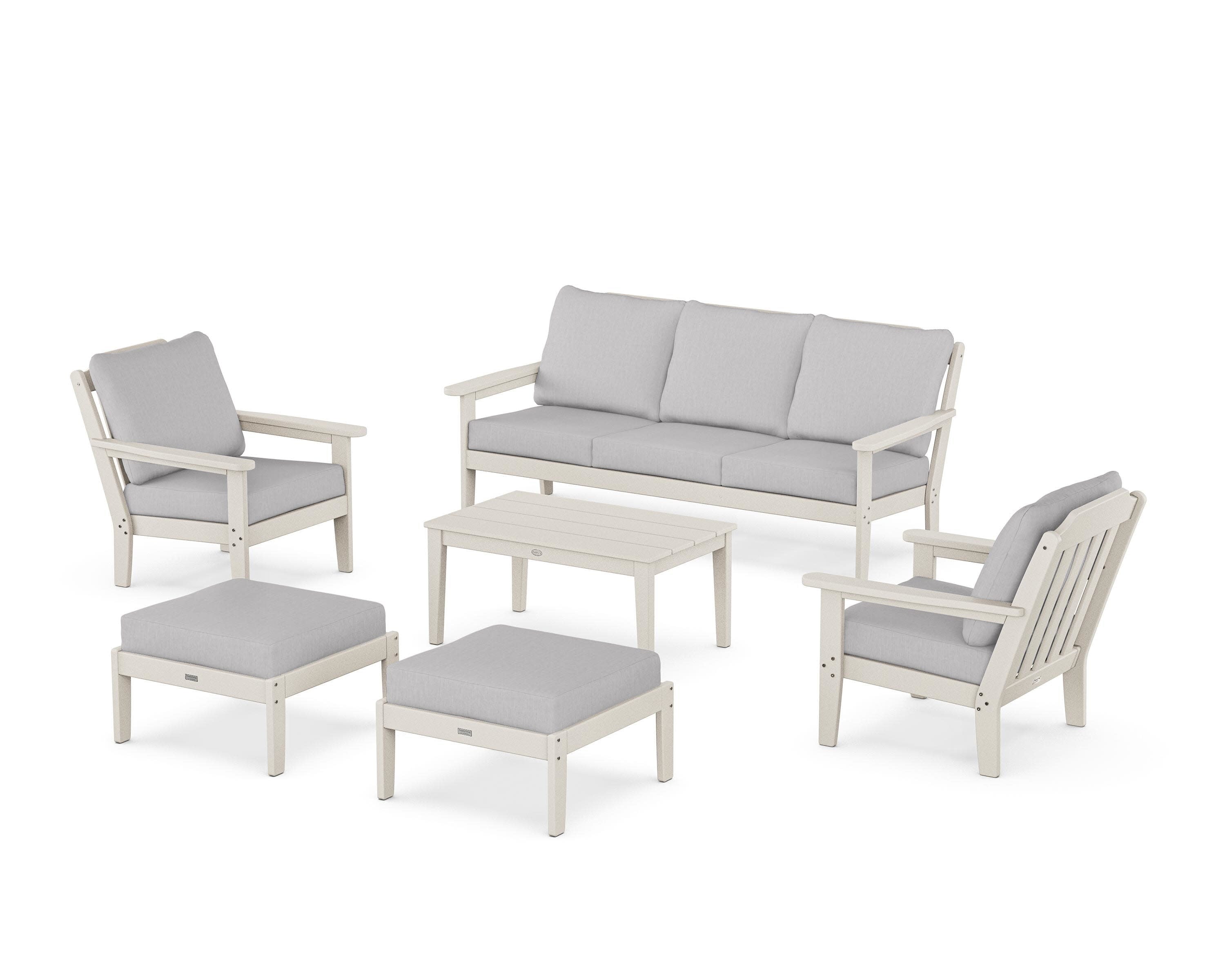 Cottage 6-Piece Lounge Sofa Set in Sand / Granite