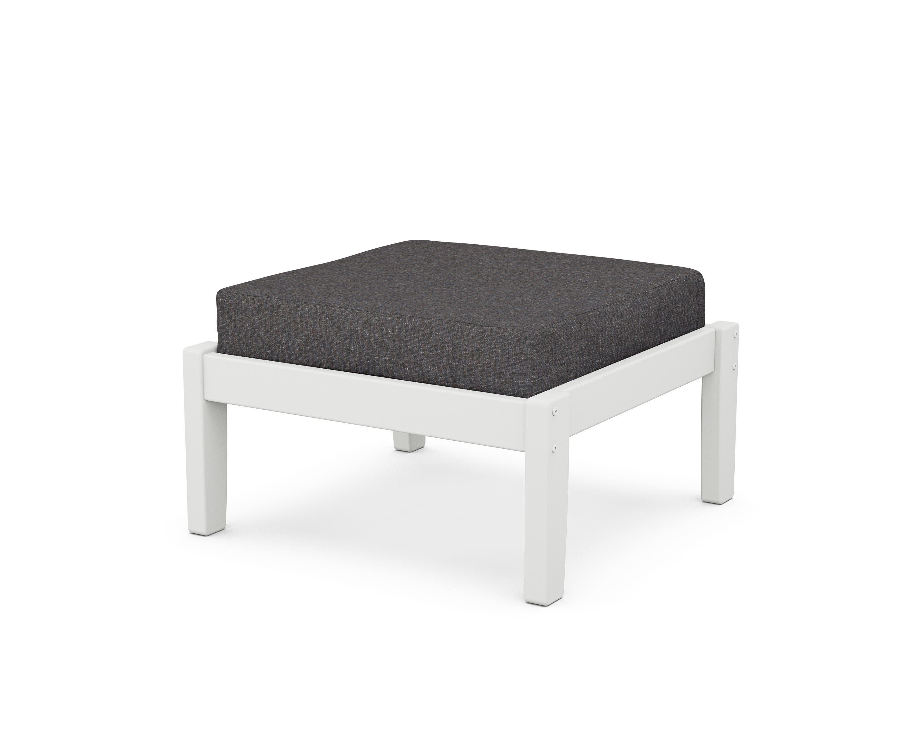Deep Seating Ottoman in White / Ash Charcoal