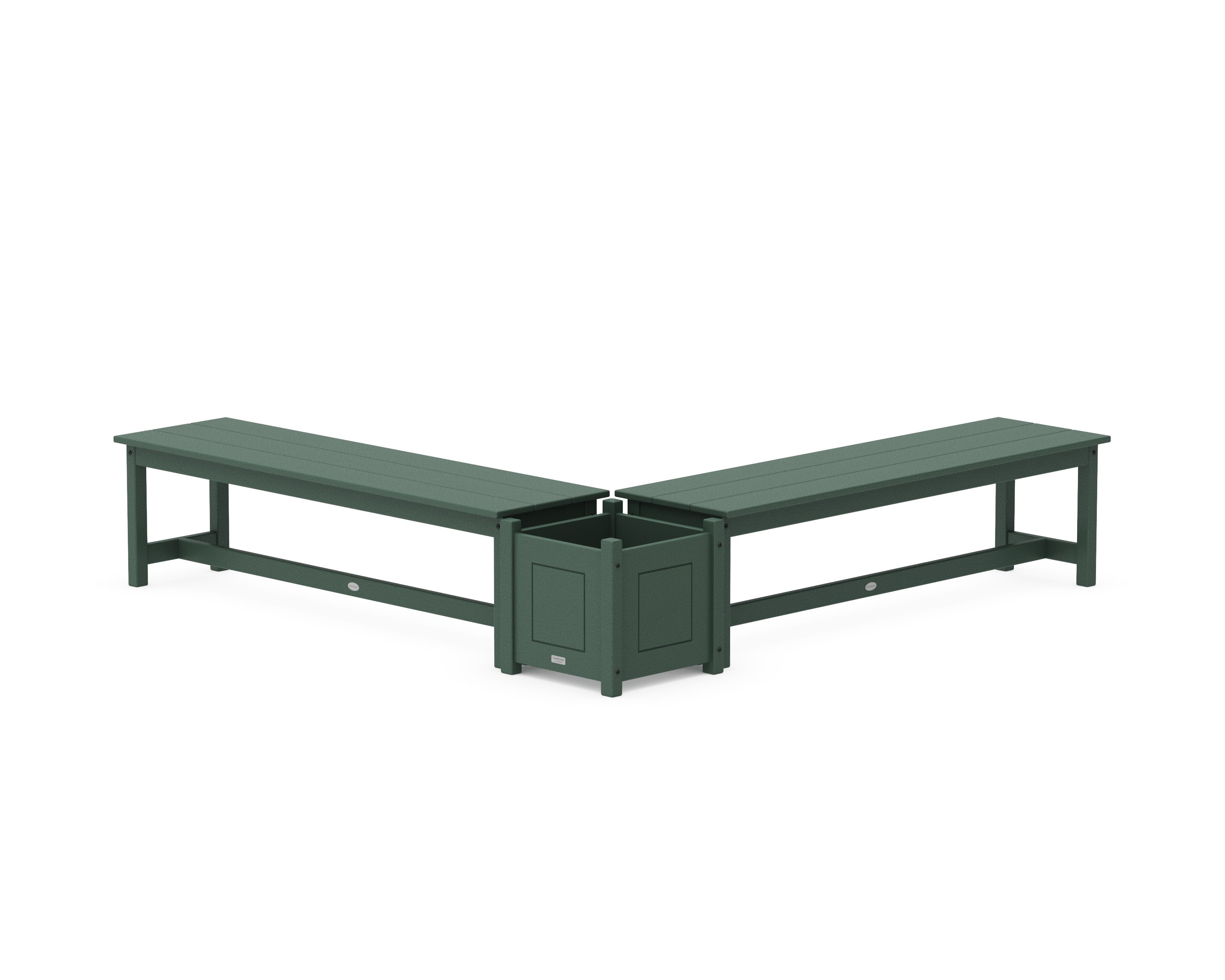 60" Country Living L- Shaped Planter Bench Set in Green