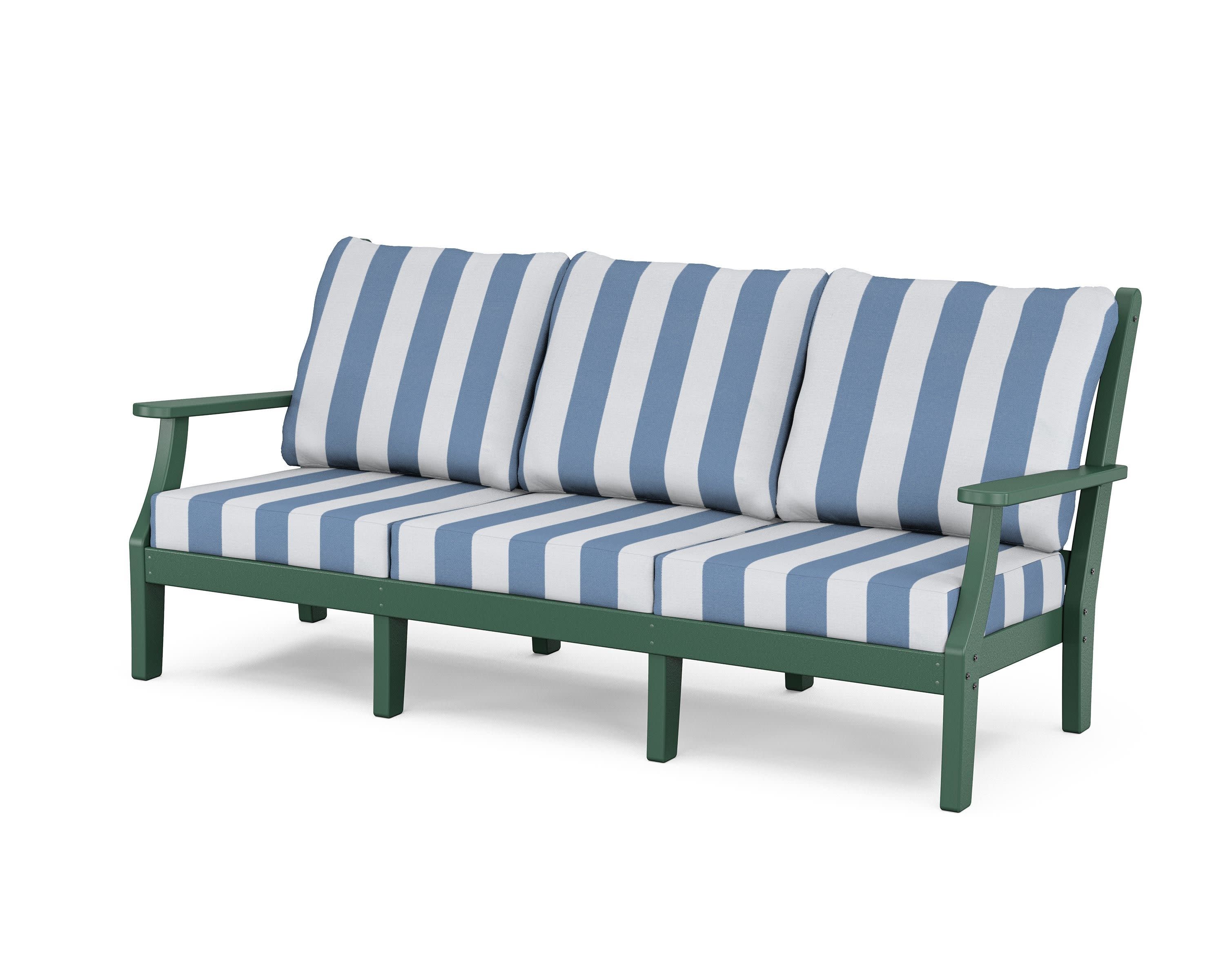 Wovendale Deep Seating Sofa in Green / Cabana Stripe Sky Blue
