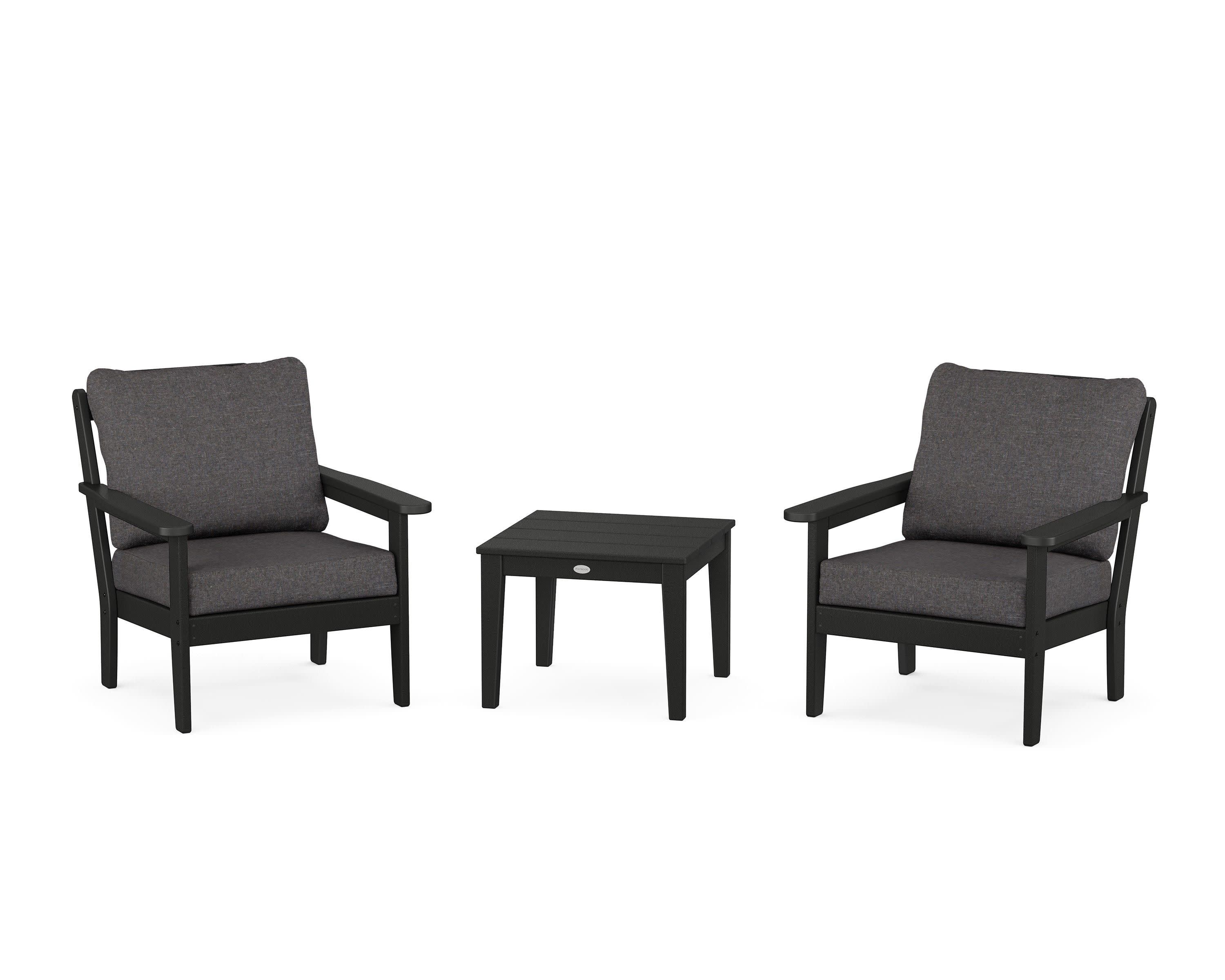 Cottage 3-Piece Deep Seating Set in Black / Ash Charcoal