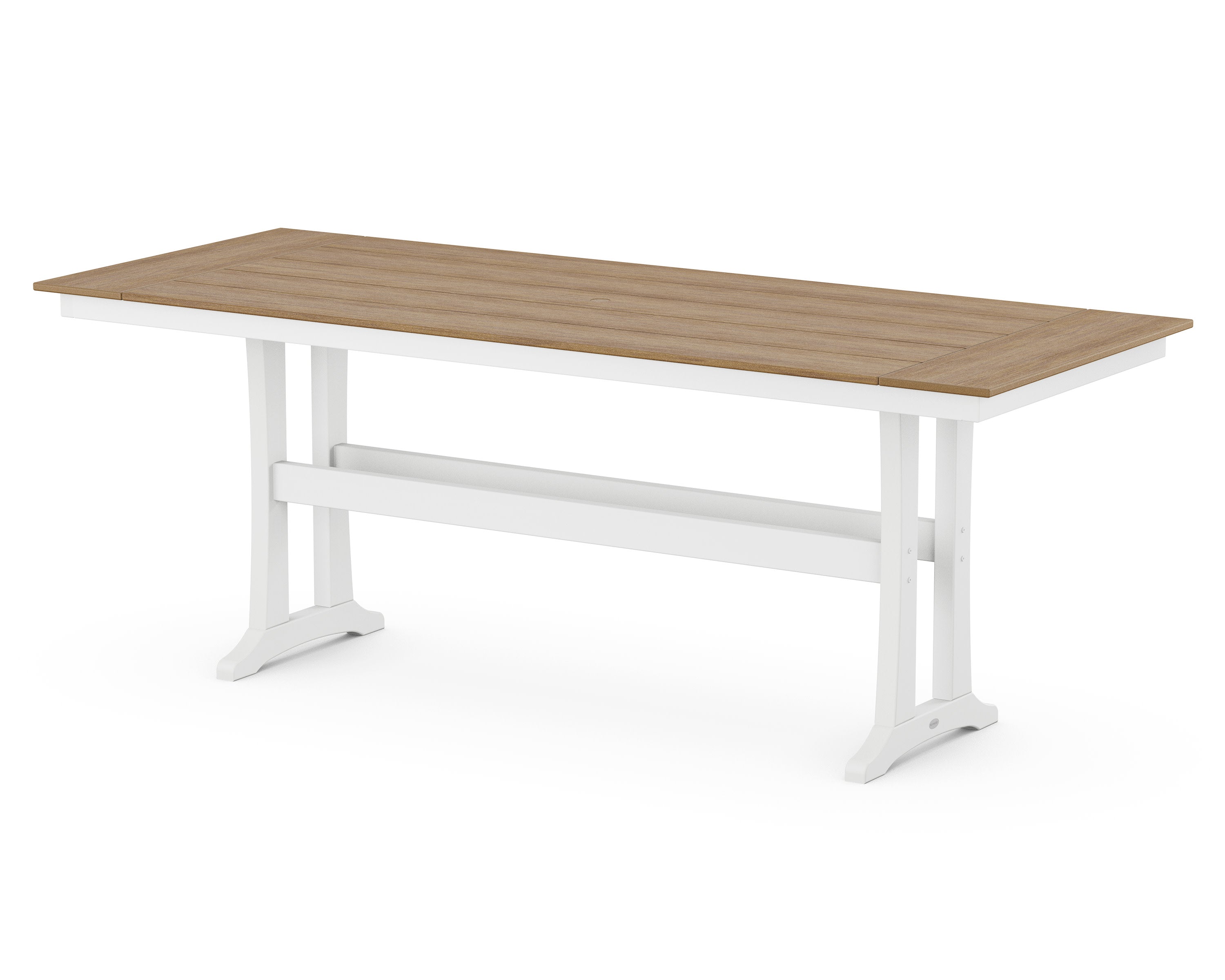 Farmhouse Trestle 38" x 96" Counter Table in White / Natural