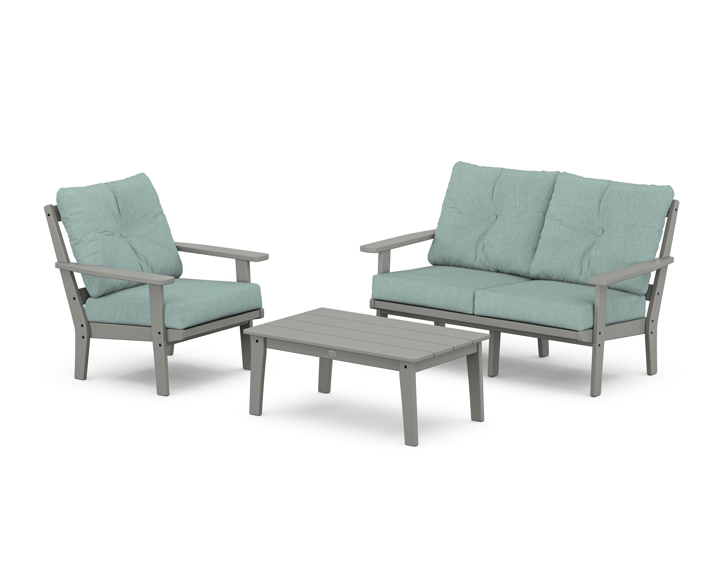 Prairie 3-Piece Deep Seating Set with Loveseat in Slate Grey / Glacier Spa