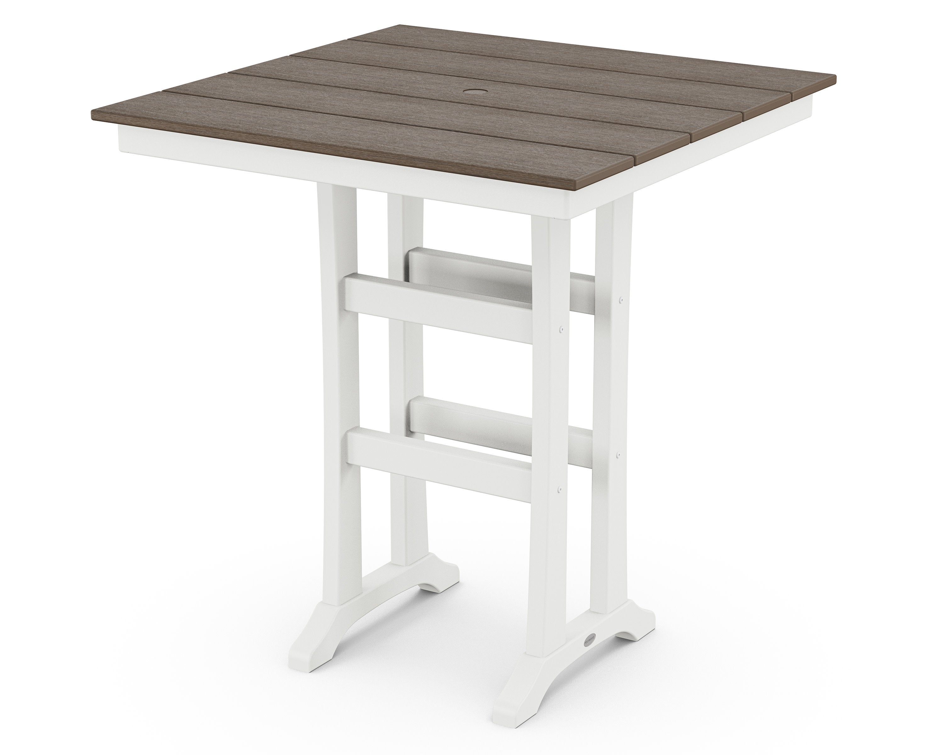Farmhouse Trestle 37" Bar Table in White / Kona