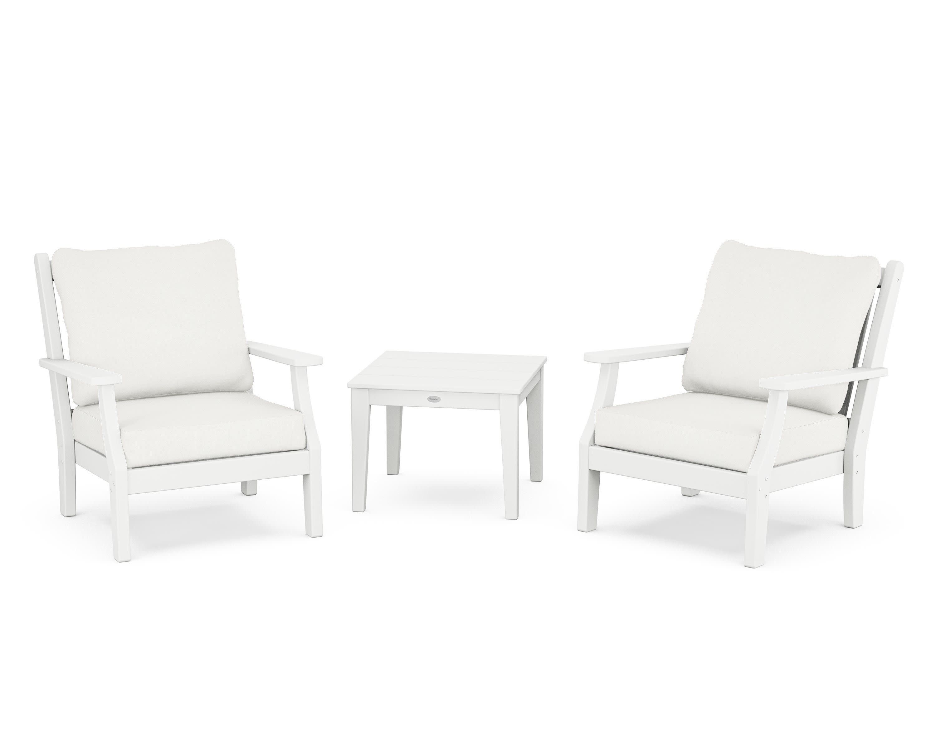 Wovendale 3-Piece Deep Seating Set in White / Natural Linen