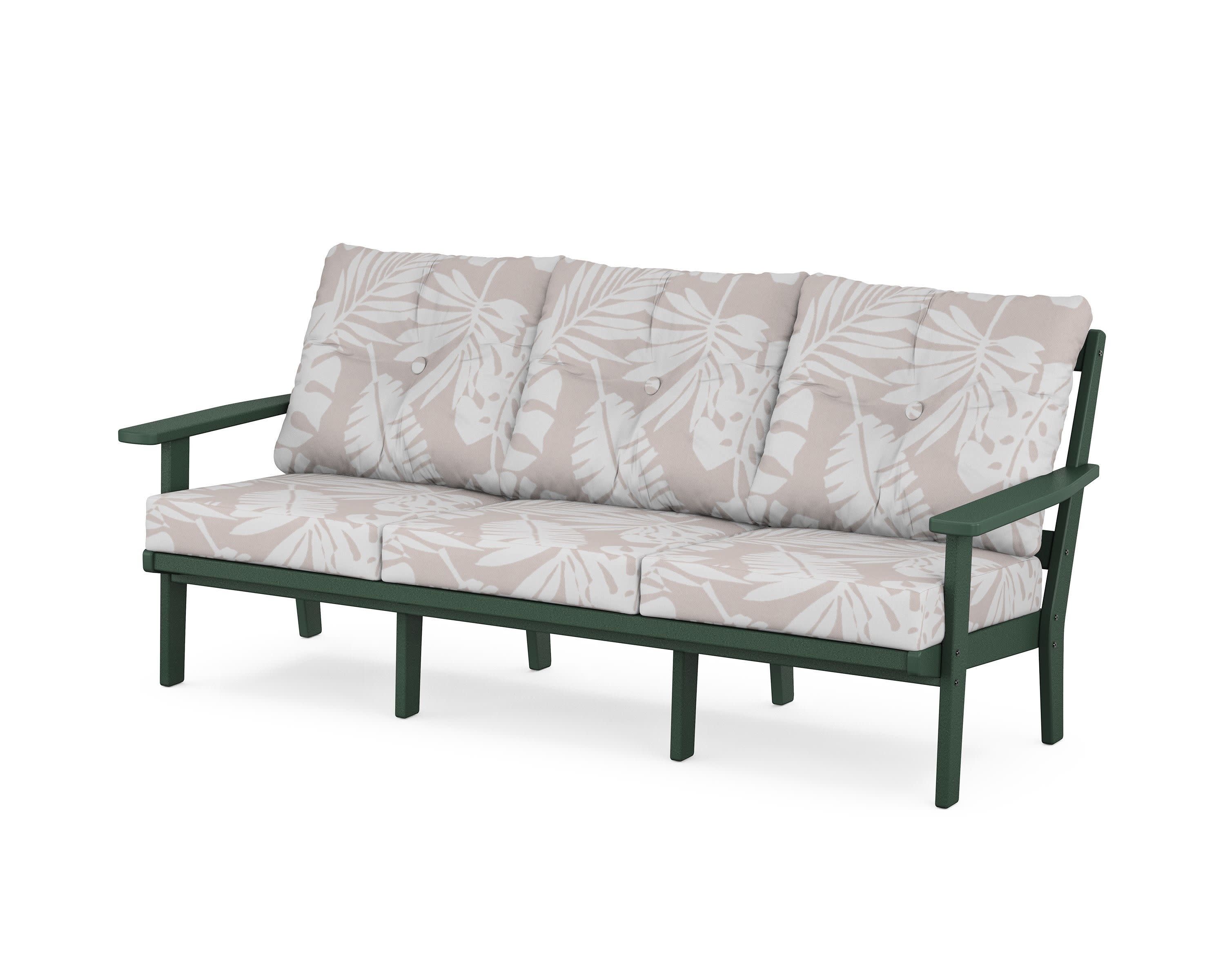 PrairieDeep Seating Sofa in Green / Leaf Dune Burlap