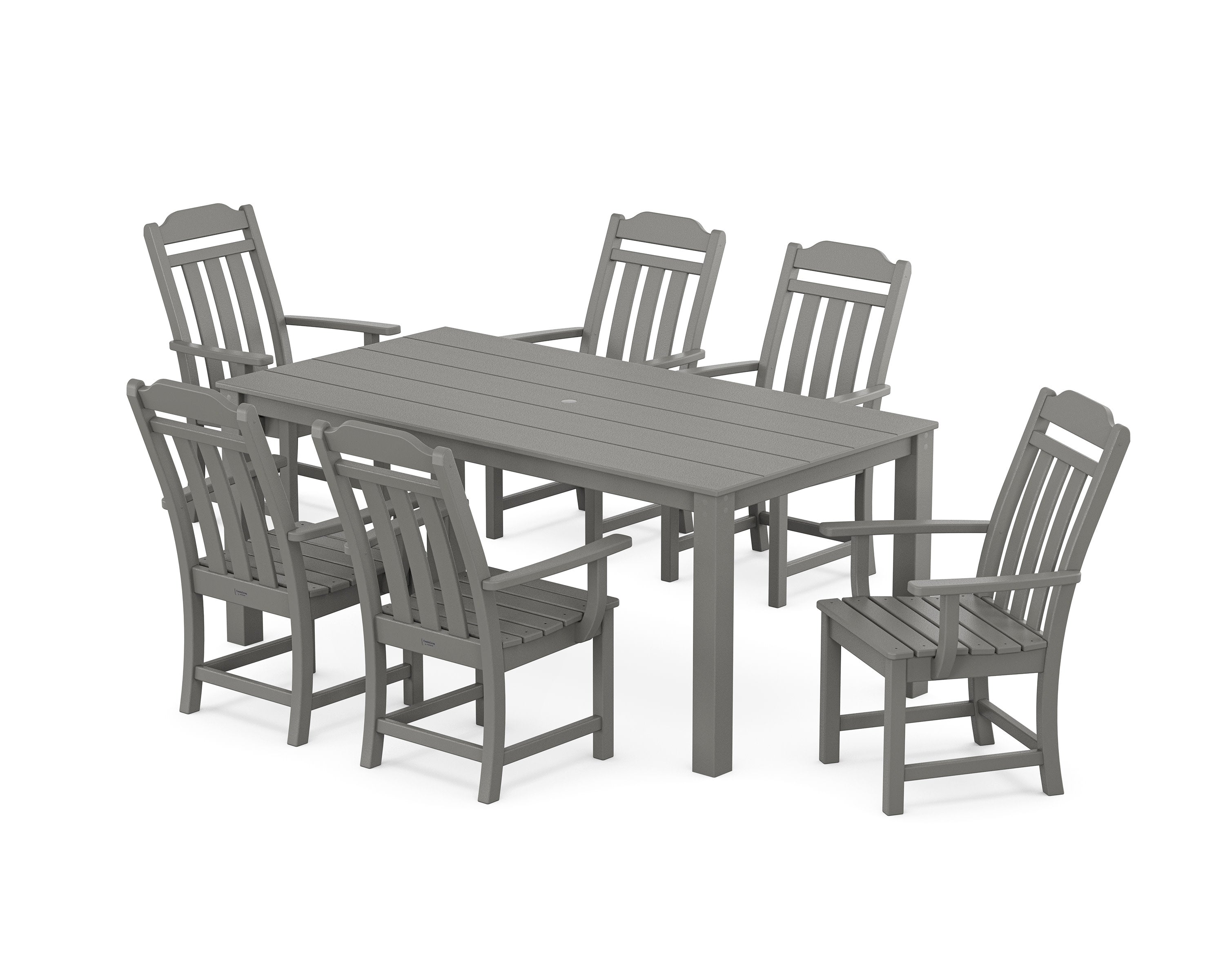 Cottage Arm Chair 7-Piece Parsons Dining Set in Slate Grey