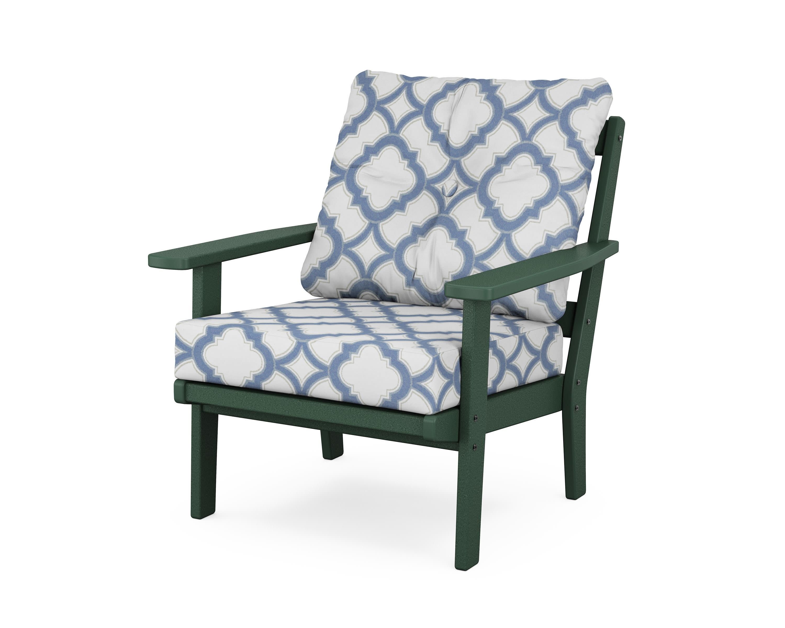 Prairie Deep Seating Chair in Green / Trellis Sky Blue