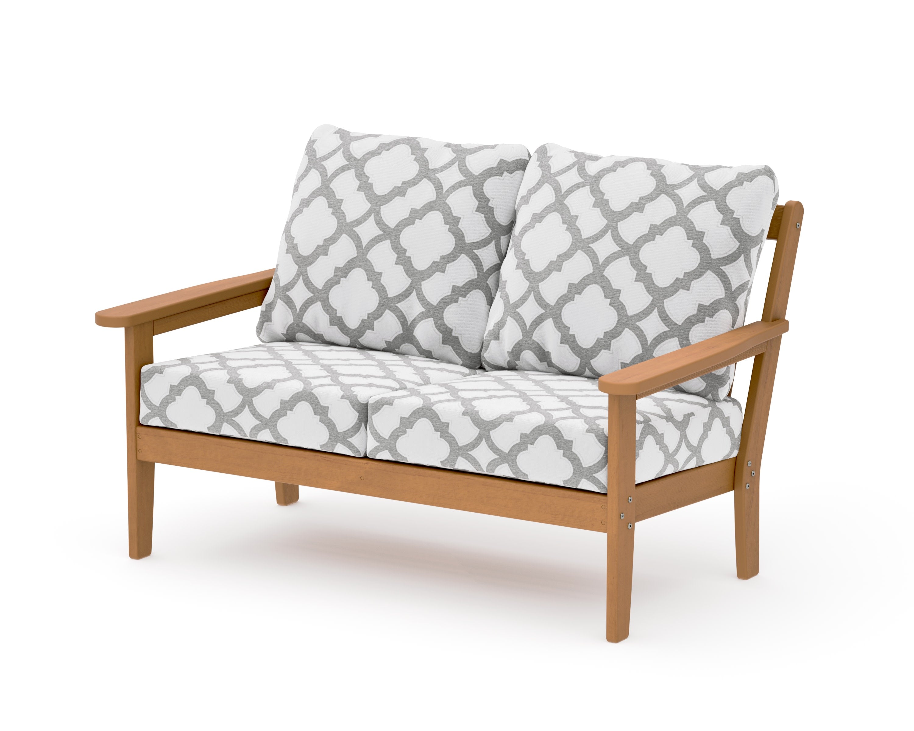 Cottage Deep Seating Loveseat in Natural / Trellis Grey Mist