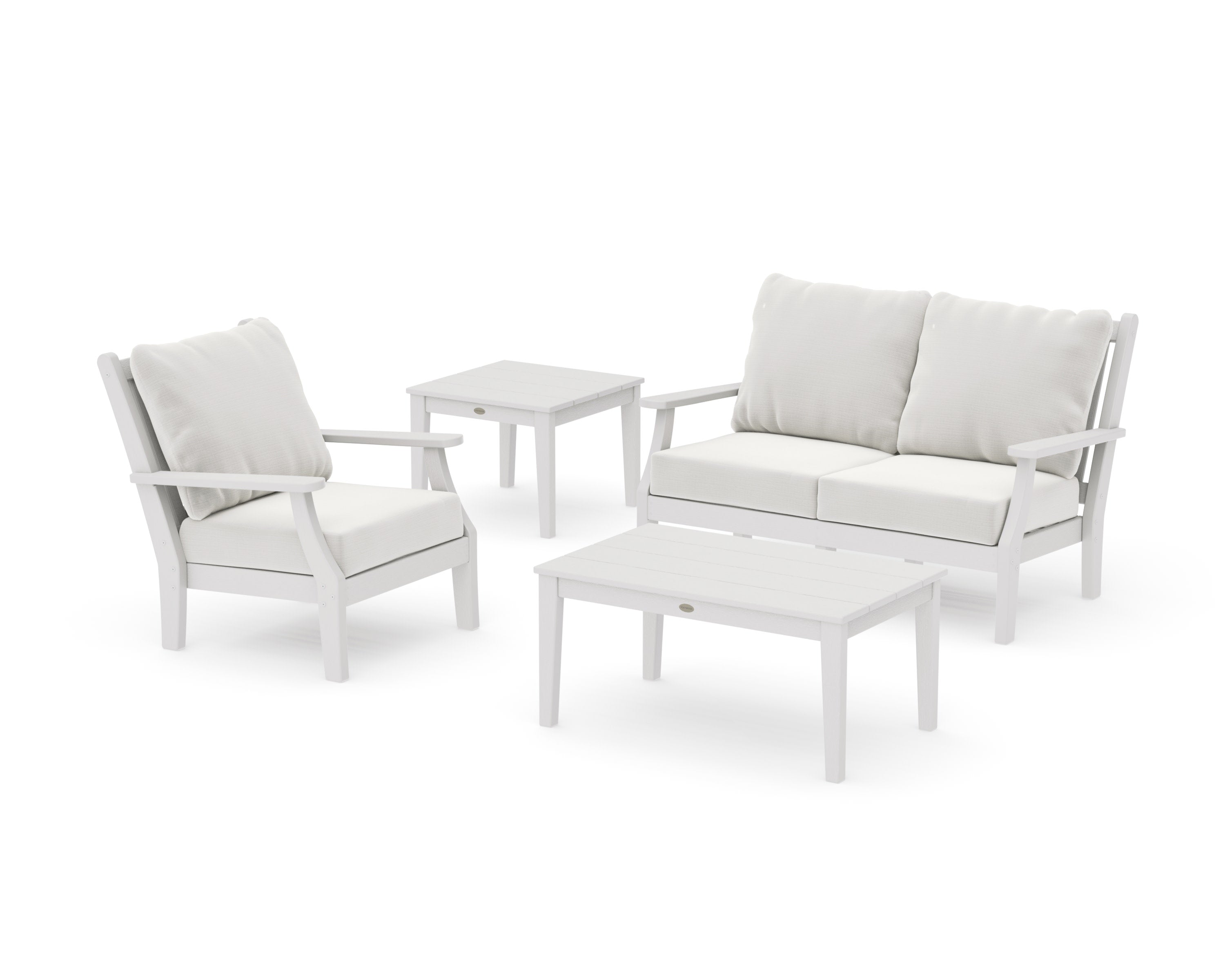 Wovendale 4-Piece Deep Seating Set in Vintage White / Natural Linen