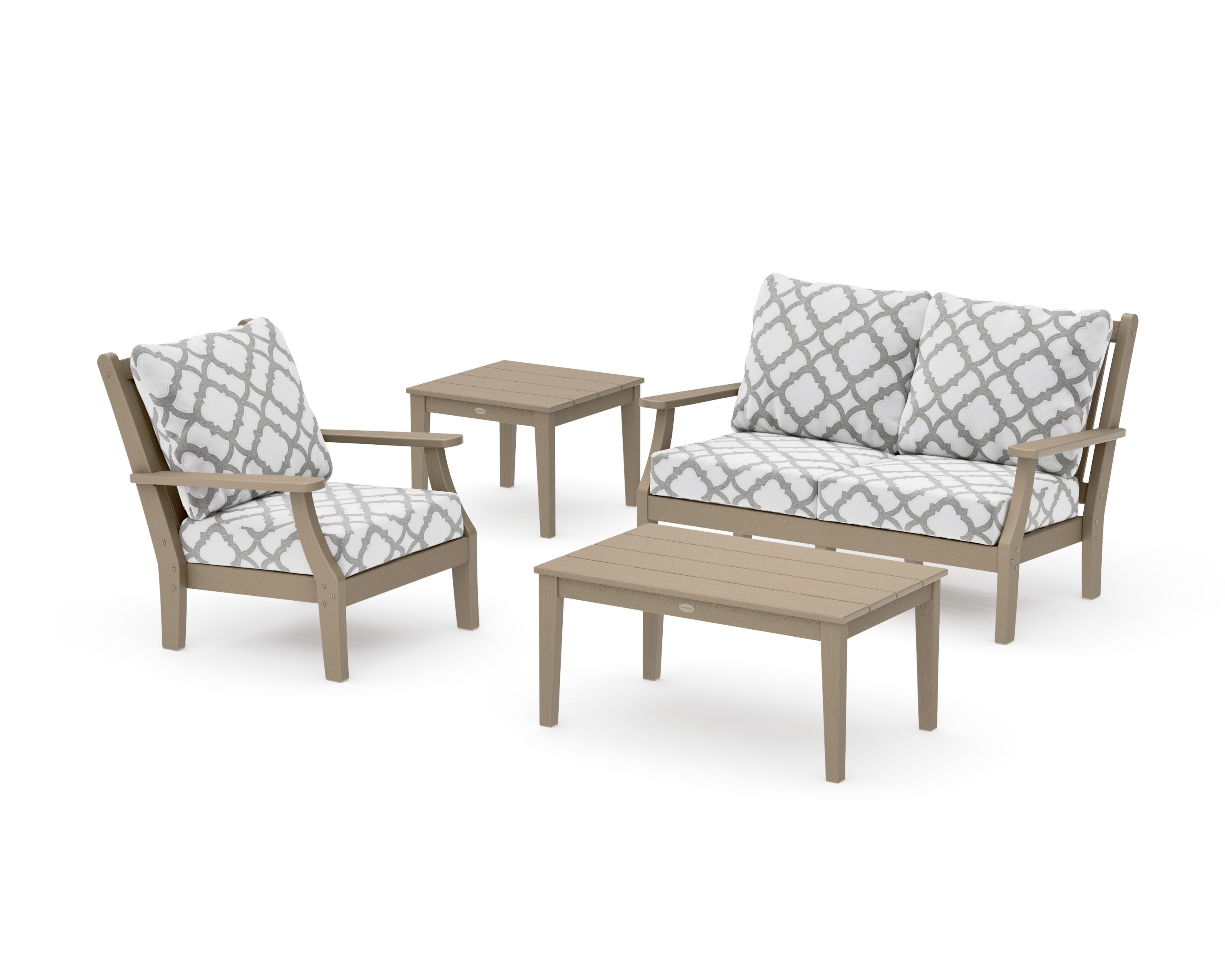 Wovendale 4-Piece Deep Seating Set in Vintage Sahara / Trellis Grey Mist