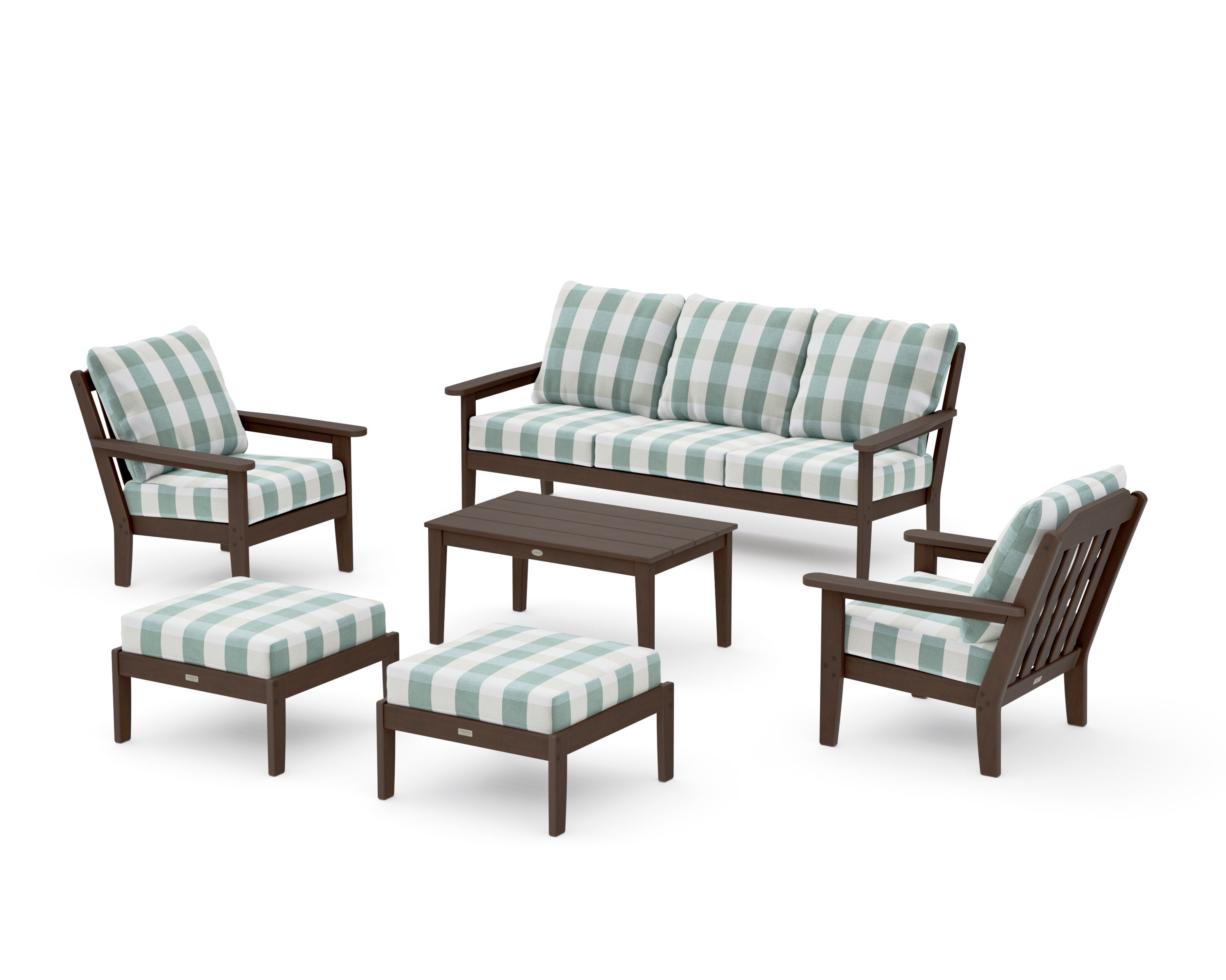 Cottage 6-Piece Lounge Sofa Set in Kona / Buffalo Plaid Glacier Spa